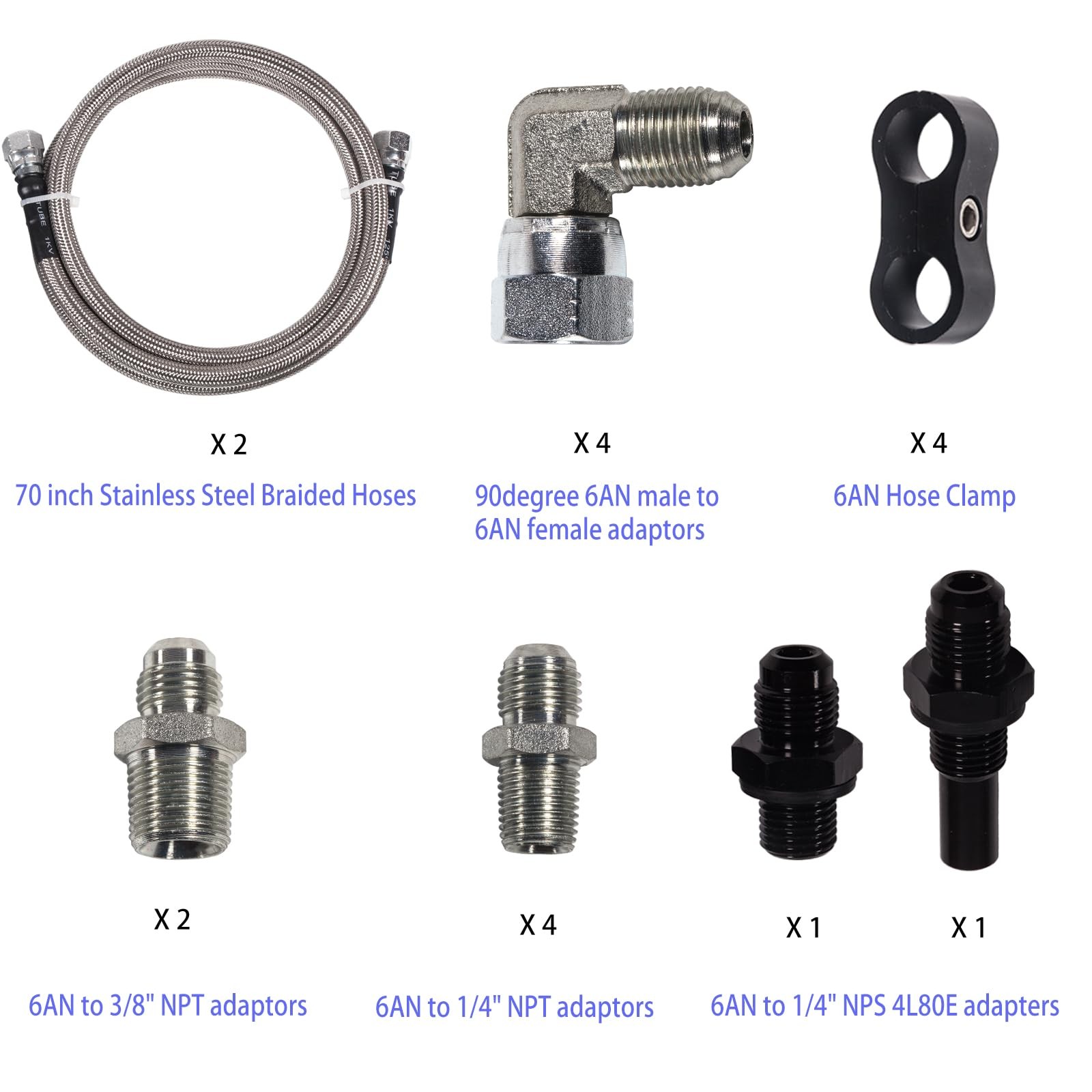 6AN 70″ Transmission 70 inches, Fluid Oil Cooler Hose&Clamp