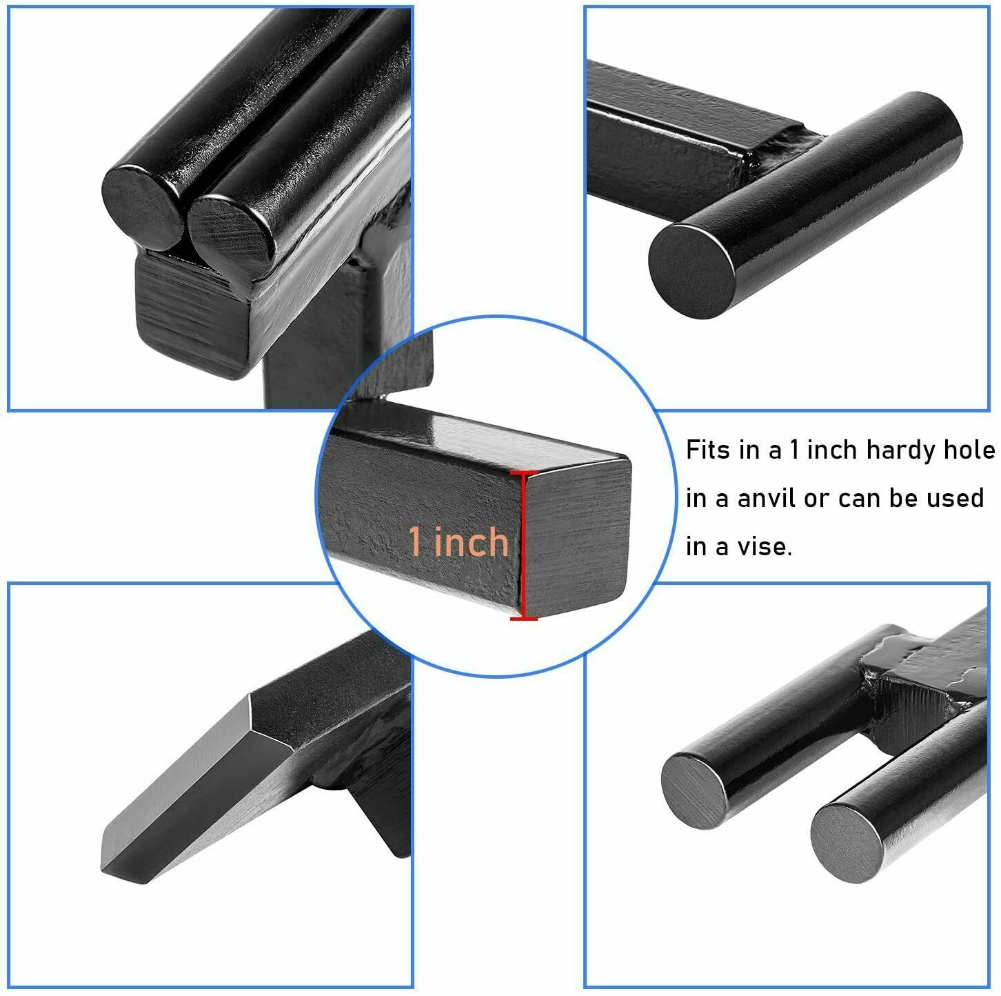 4* 1 Inch Blacksmith Anvil Hardy Tool Set Creasing Stake Hot Cut Bottom Fuller