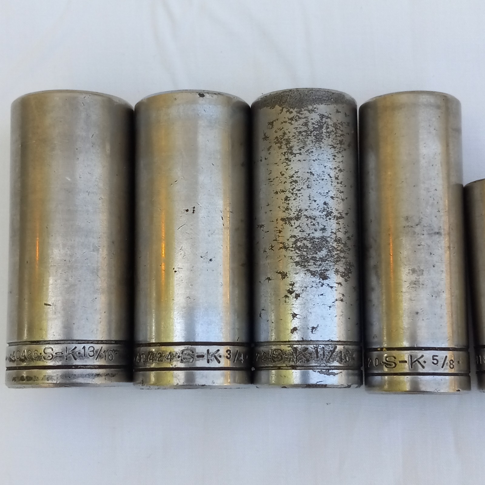 8 S-K Tools 3/8 Drive 6pt Deep Well Sockets 3/8 to 13/16 Vintage