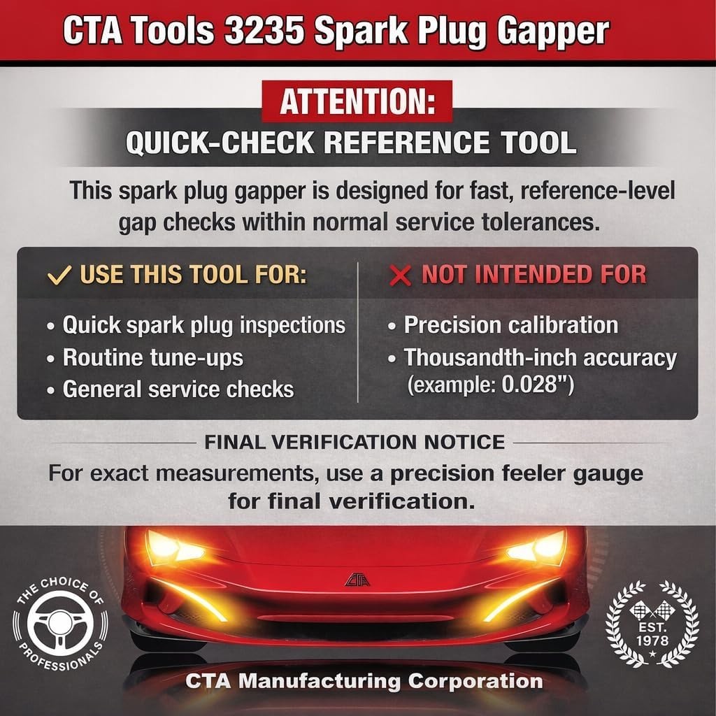 3235 Spark Plug Gapper: Coin-Style Spark Plug Gap Tool, 0.020″–0.100″ Measure…