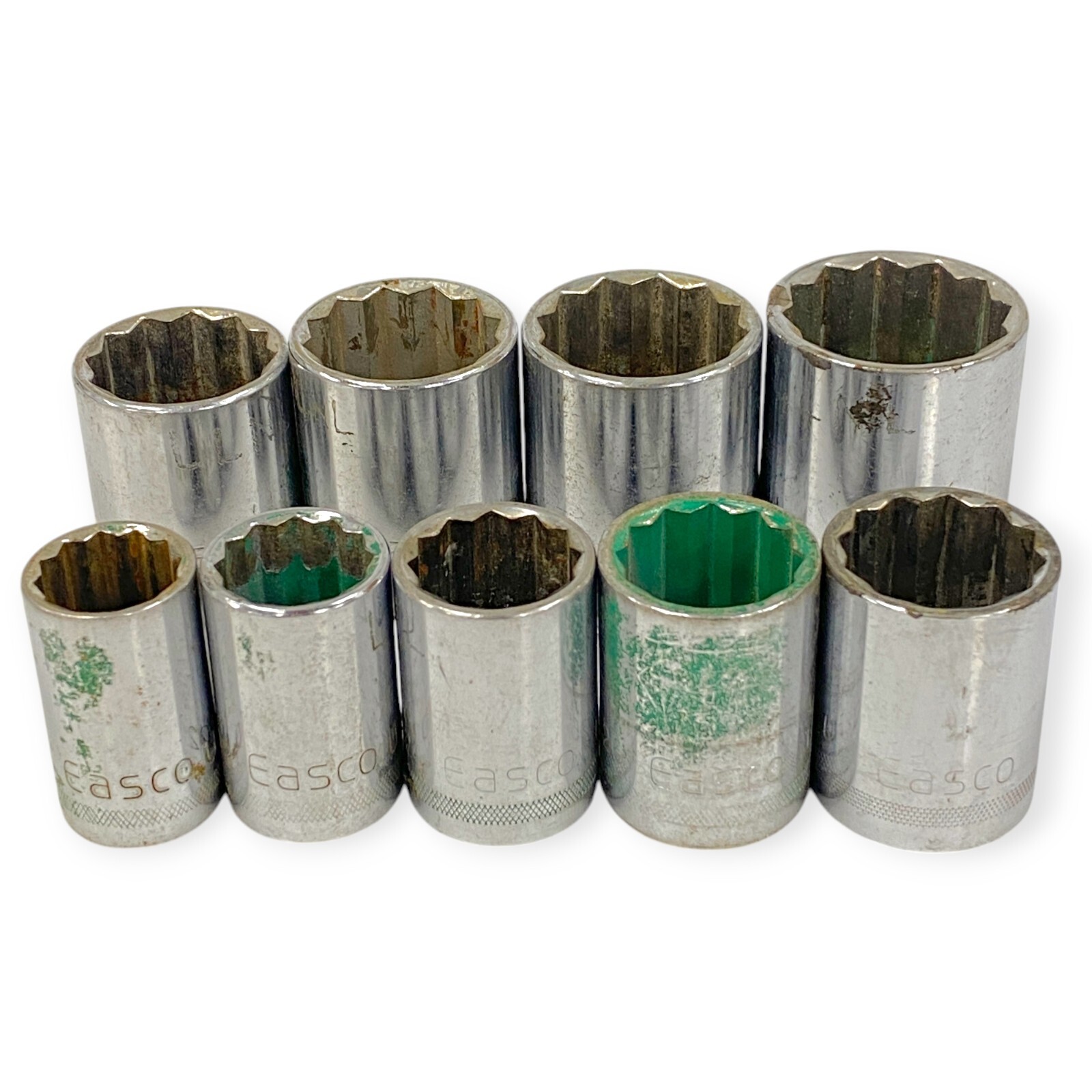 Easco 1/2» Drive 12 Point SAE Socket 5/8 in to 1-1/8 in, 9 pcs Set, Made in USA