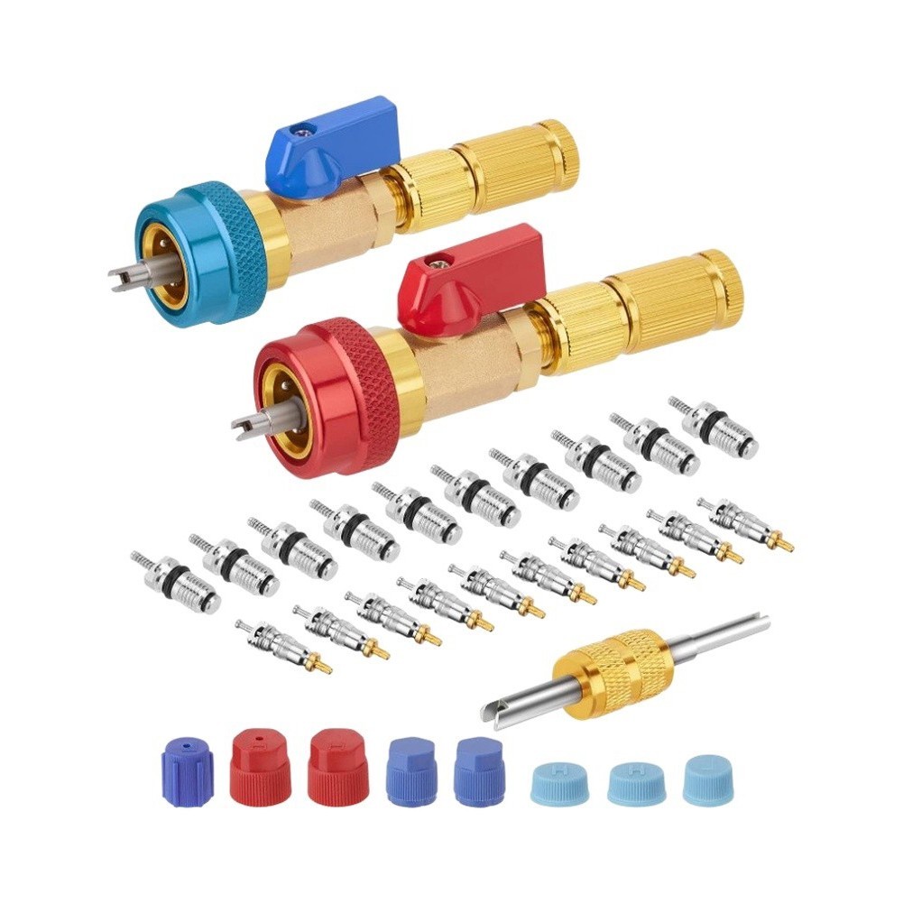 R134a Compatible Valve Core Remover with Stainless Steel Rod and Brass Housing