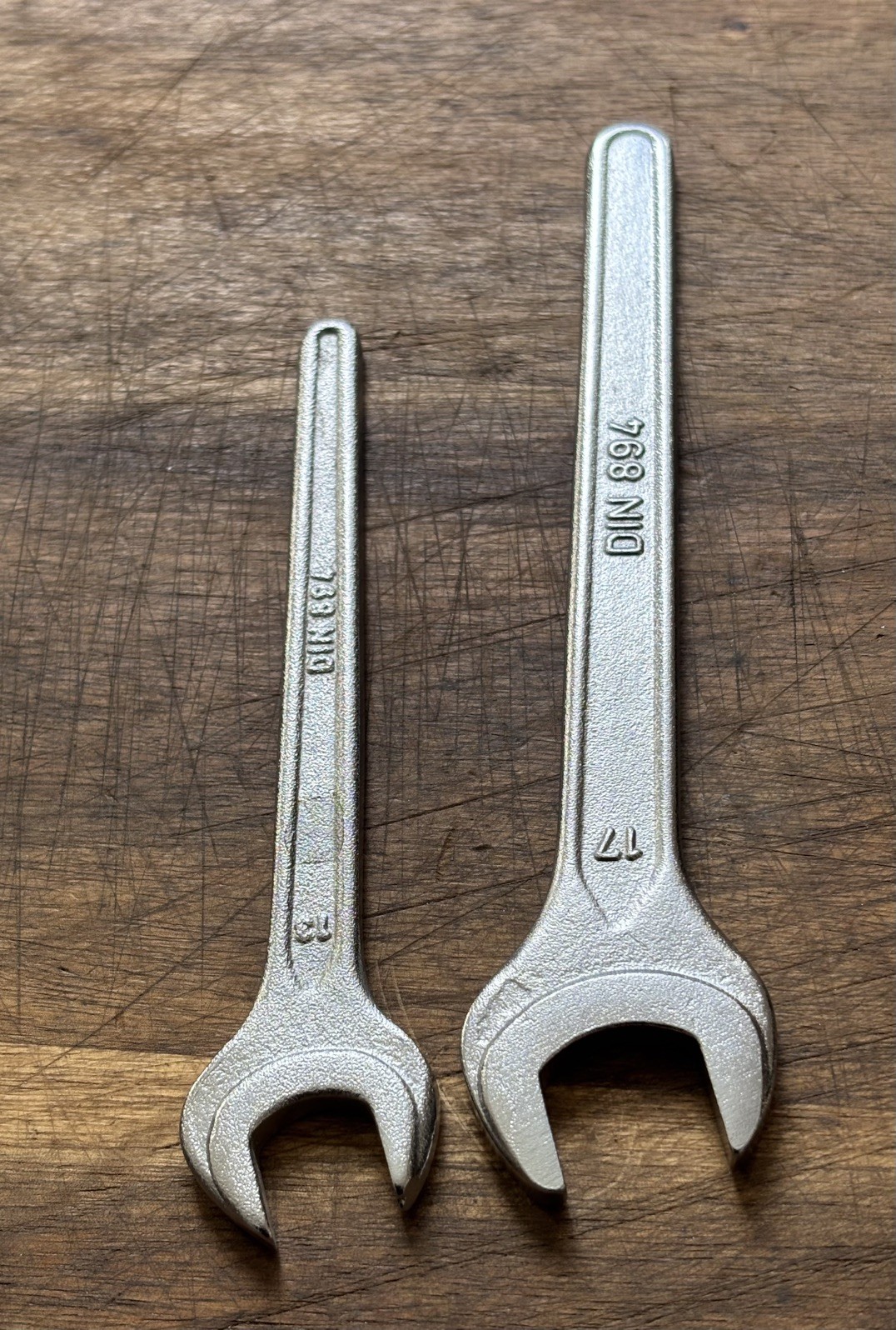 GERMAN DIN894 – pair of – 17mm and 13mm Metric sized Single Open Ended Spanners