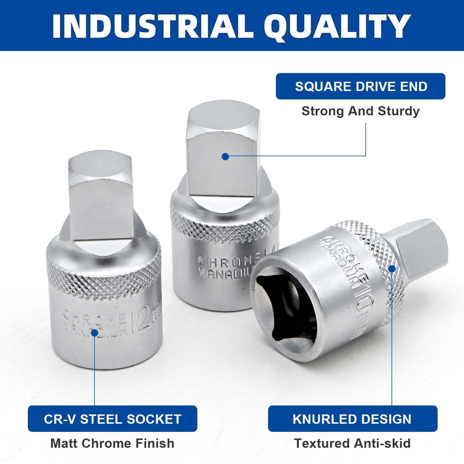 Oil Drain Plug Key Set – 6 Pcs Metric Socket Set 8mm/10mm/12mm/14mm, 1/2″ Drive