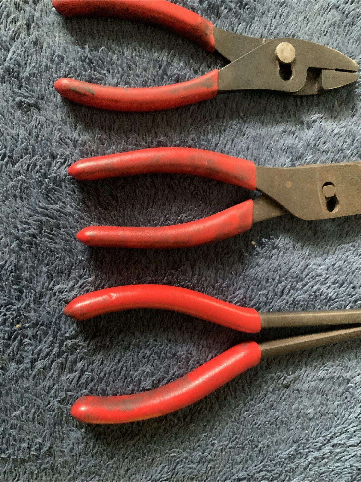 Snap On 4pc Pliers Set……one Can’t See Logo….and One Not Sure If Bent Handle….