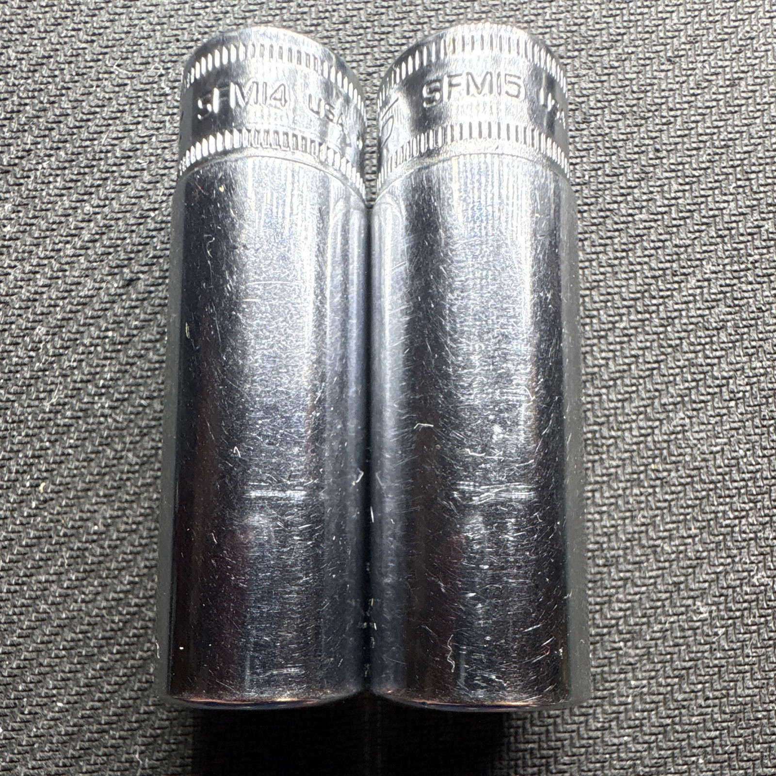Vintage Snap-on USA 3/8″ Drive Metric Deep Socket Lot 14MM, 15MM, 12 Pt, 2 Pcs.