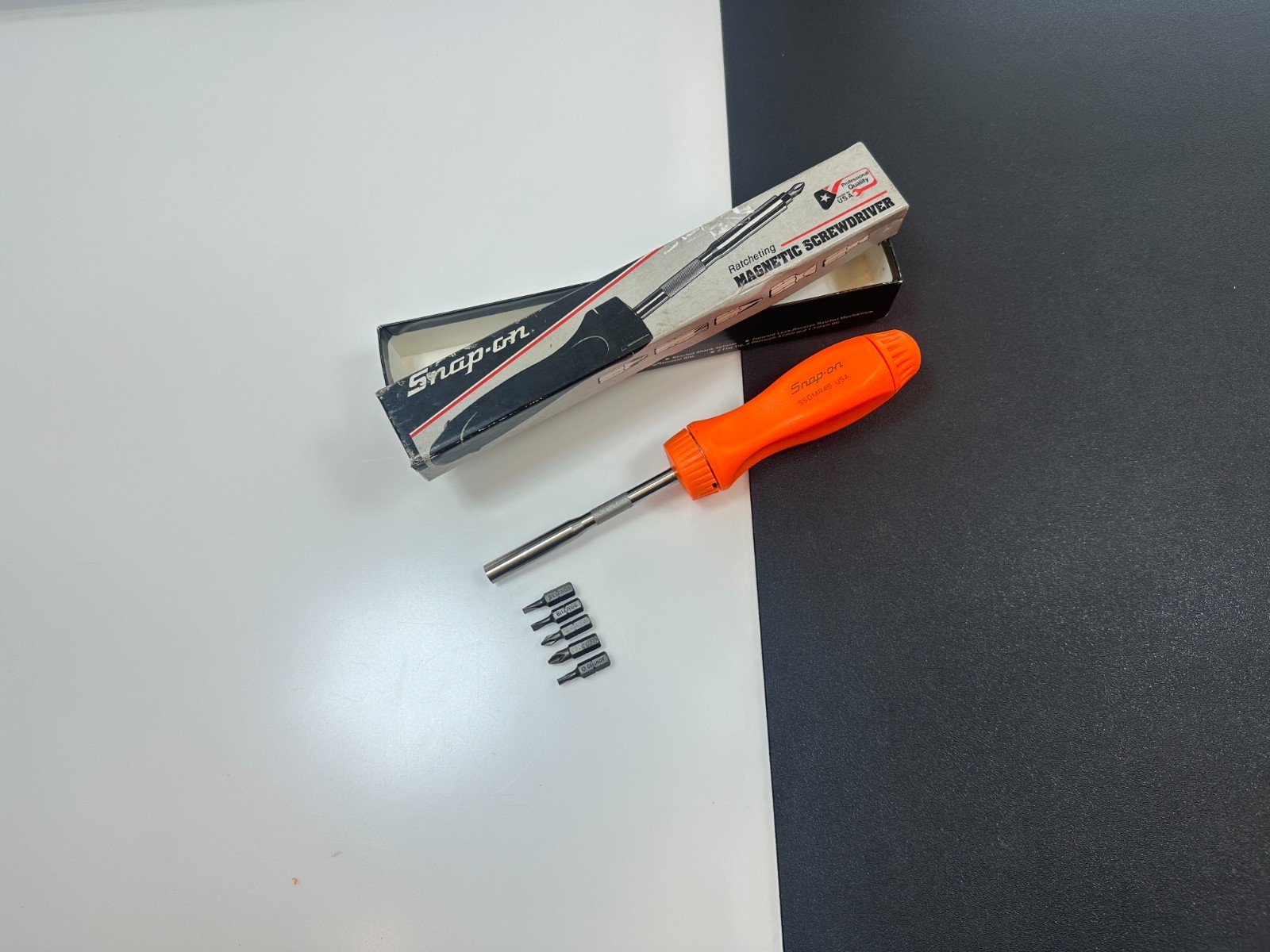 🇺🇸 Snap-on Tools USA ORANGE Hard Handle Ratcheting Screwdriver SSDMR4B, NOS