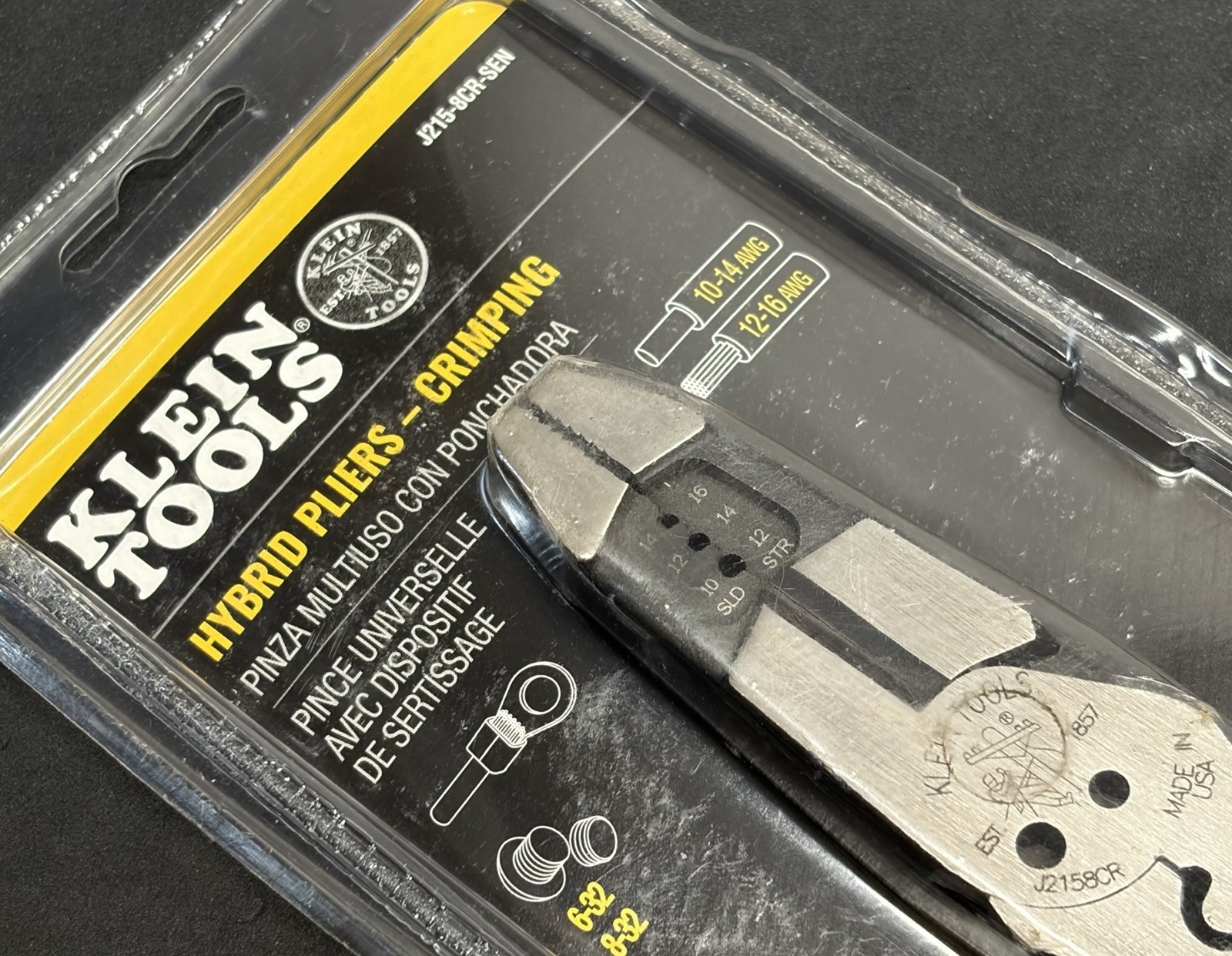 NEW! Klein Tools J215-8CR-SEN 8” Crimping Cutting Stripping Hybrid Pliers
