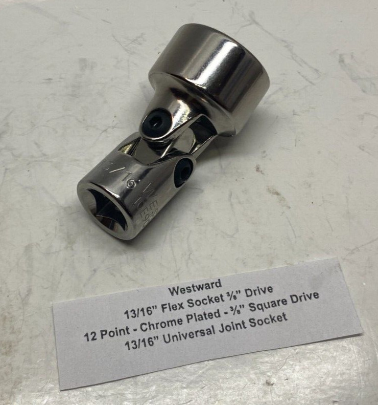Westward 13/16″ Flex Socket (12 Point 3/8″ Drive) 13/16″ Universal Joint Socket