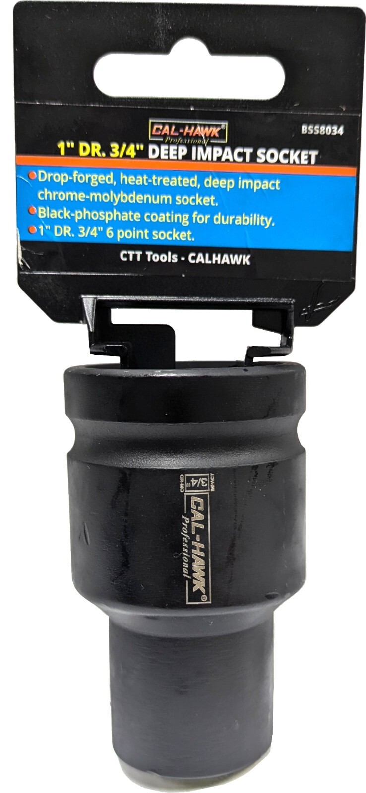 1″ DR. X 3/4″ DEEP IMPACT SOCKET 6-POINT SKT Chrome Molybdenum CR-MO MATERIAL
