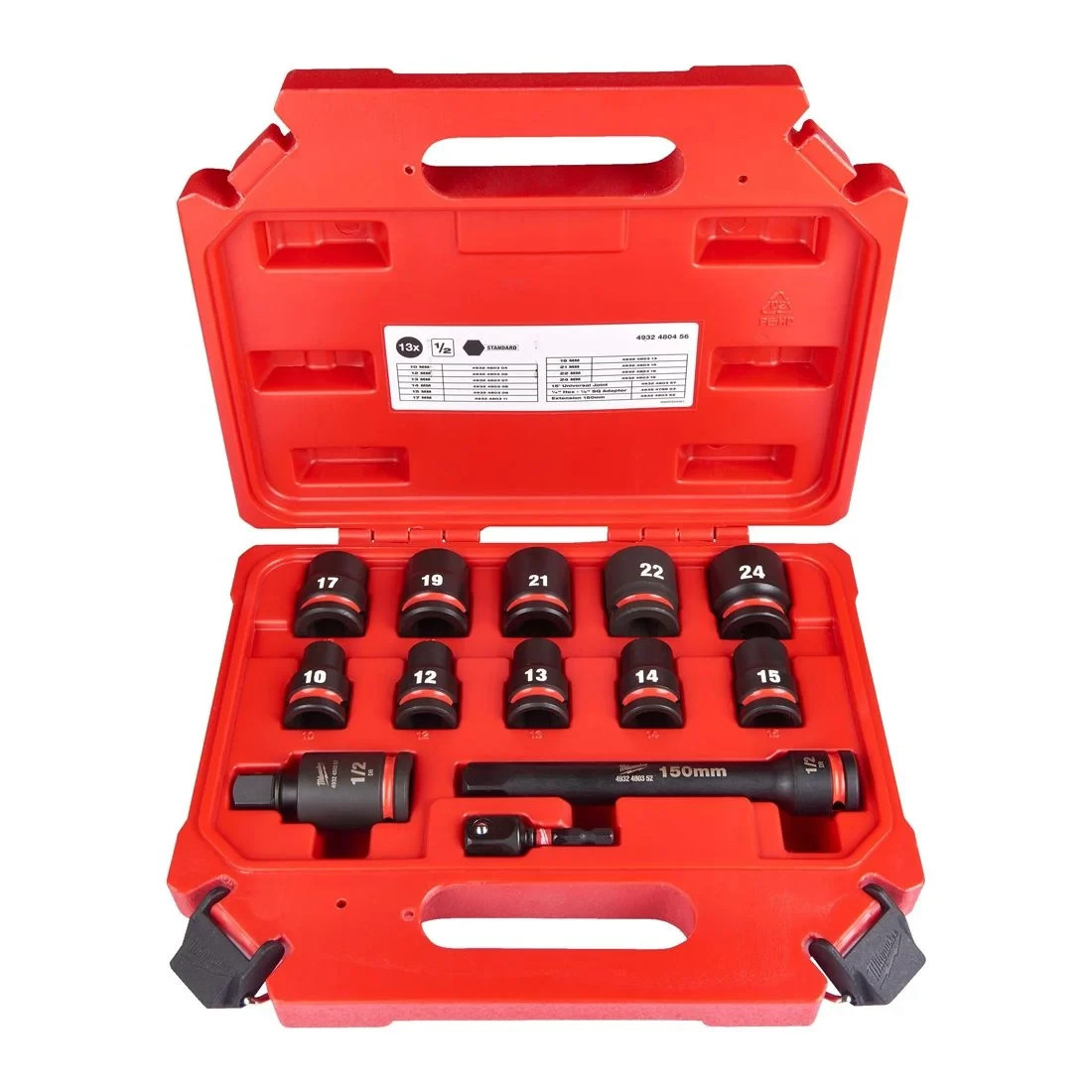 Milwaukee 4932480456 13 Piece Shockwave 1/2″ Driver Impact Socket Set
