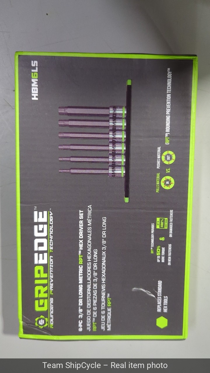 Grip Edge Tooling HBM6LS 6 Pce 38 Dr Long Metric Rpt Hex Driver Set G1N