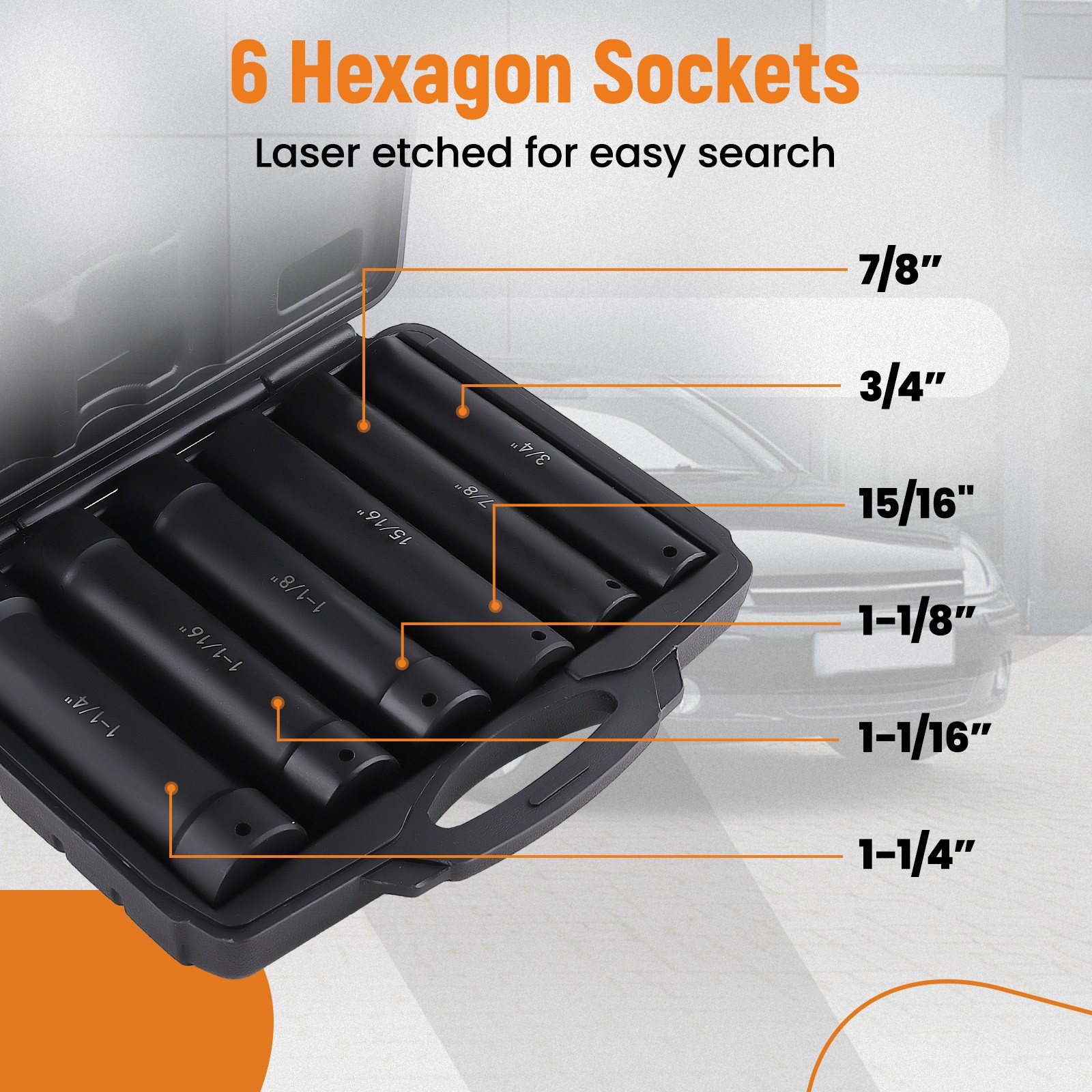 6-1/2″ Drive Heavy Duty Extended Length Extra-Deep Length Impact Socket Set QME