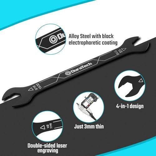4-in-1 Super-Thin Open End Wrench Set, 3-Piece, 12 Sizes, SAE, Ultra-Slim, Pouch