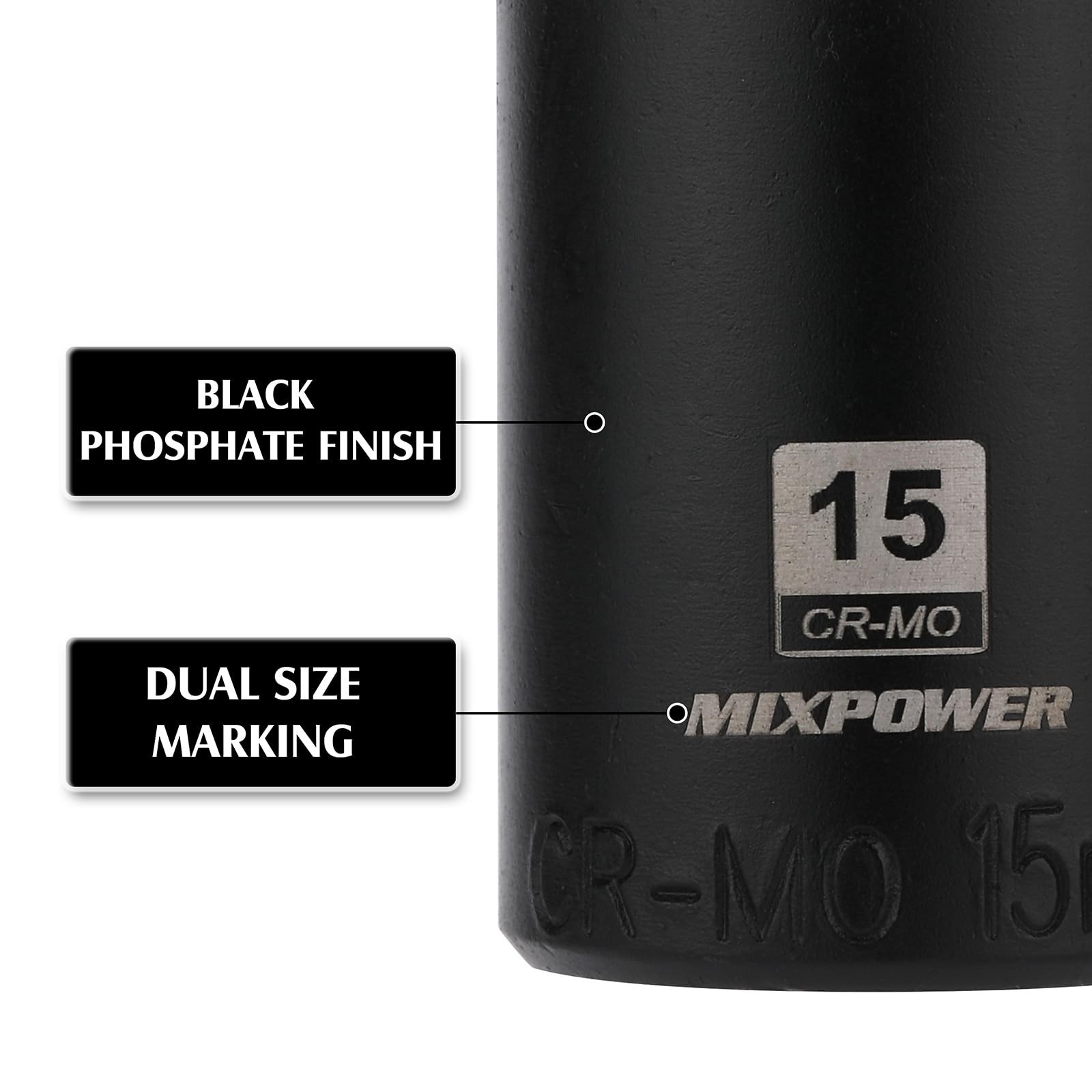 13-Piece 3/8″ Drive Magnetic Impact Socket Set, 6 Point Metric 7-19mm, Storage R
