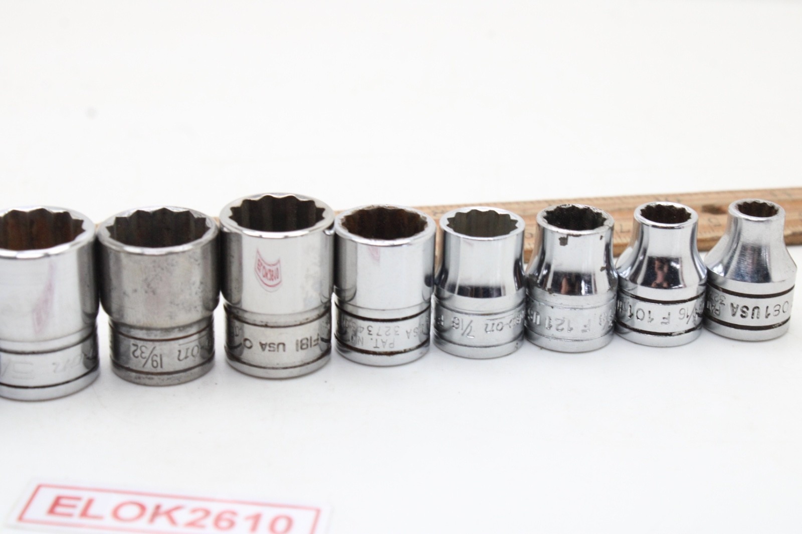Snap-on F081 – F281 1/4-7/8″ 3/8″ Drive 12 Point 12 Piece SAE Chrome Set USA