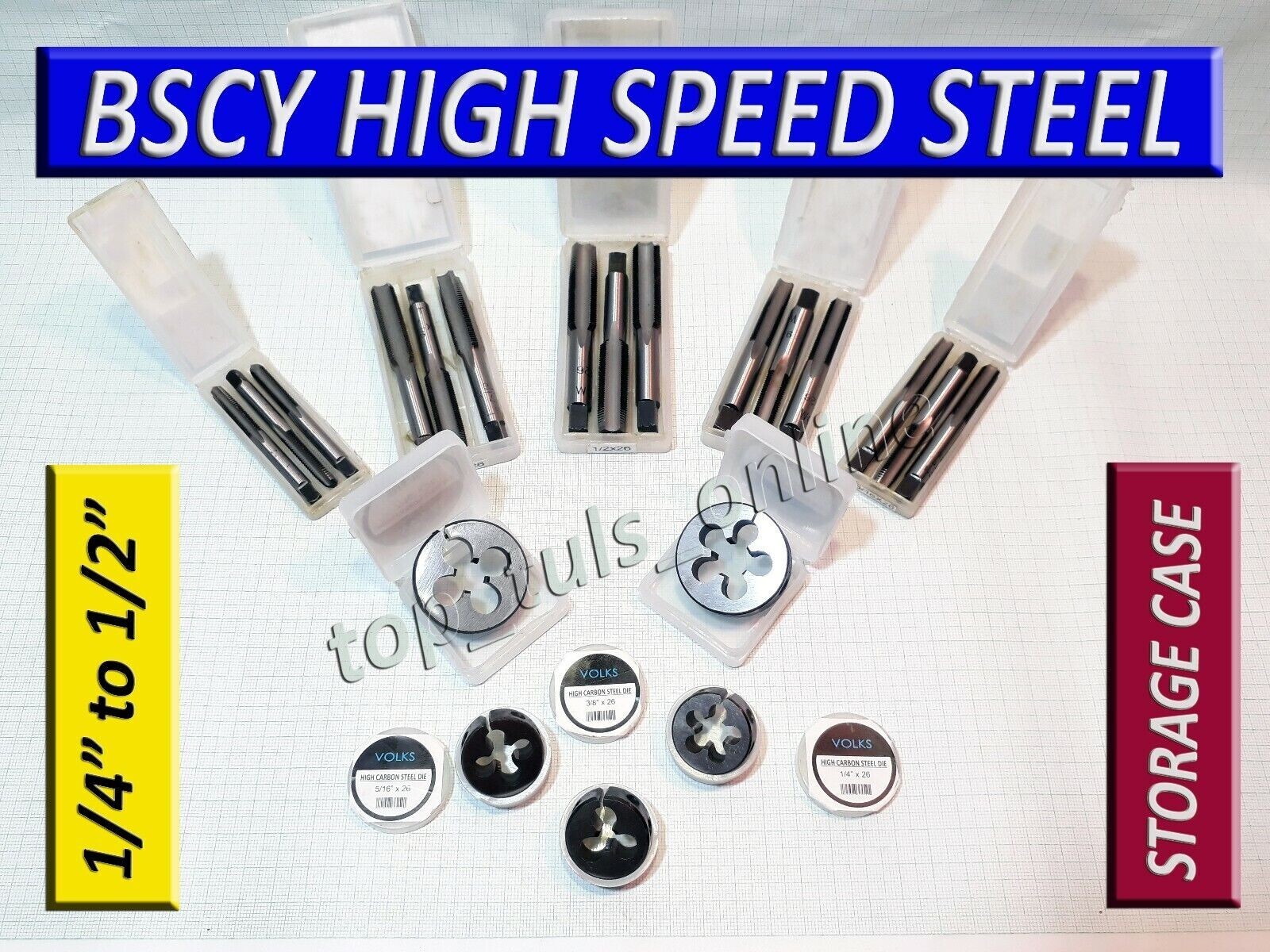 ALL 26 TPI HIGH SPEED STEEL TAPS & DIES 1/4″ TO 1/2″ – 5 SIZES 15 TAP & 5 DIES