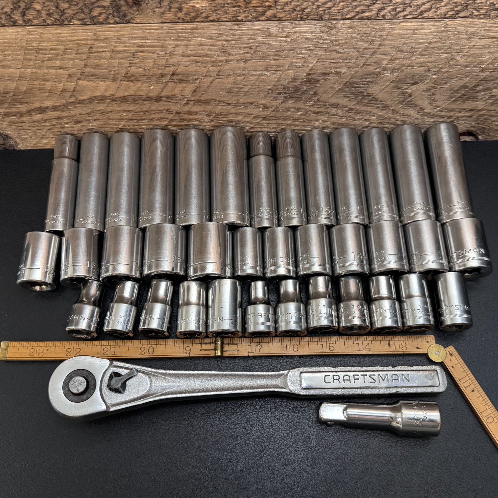 Craftsman S-AC 1/2 Drive Metric & SAE Socket Set STD Deep w/ Ratchet 44809 —40pc
