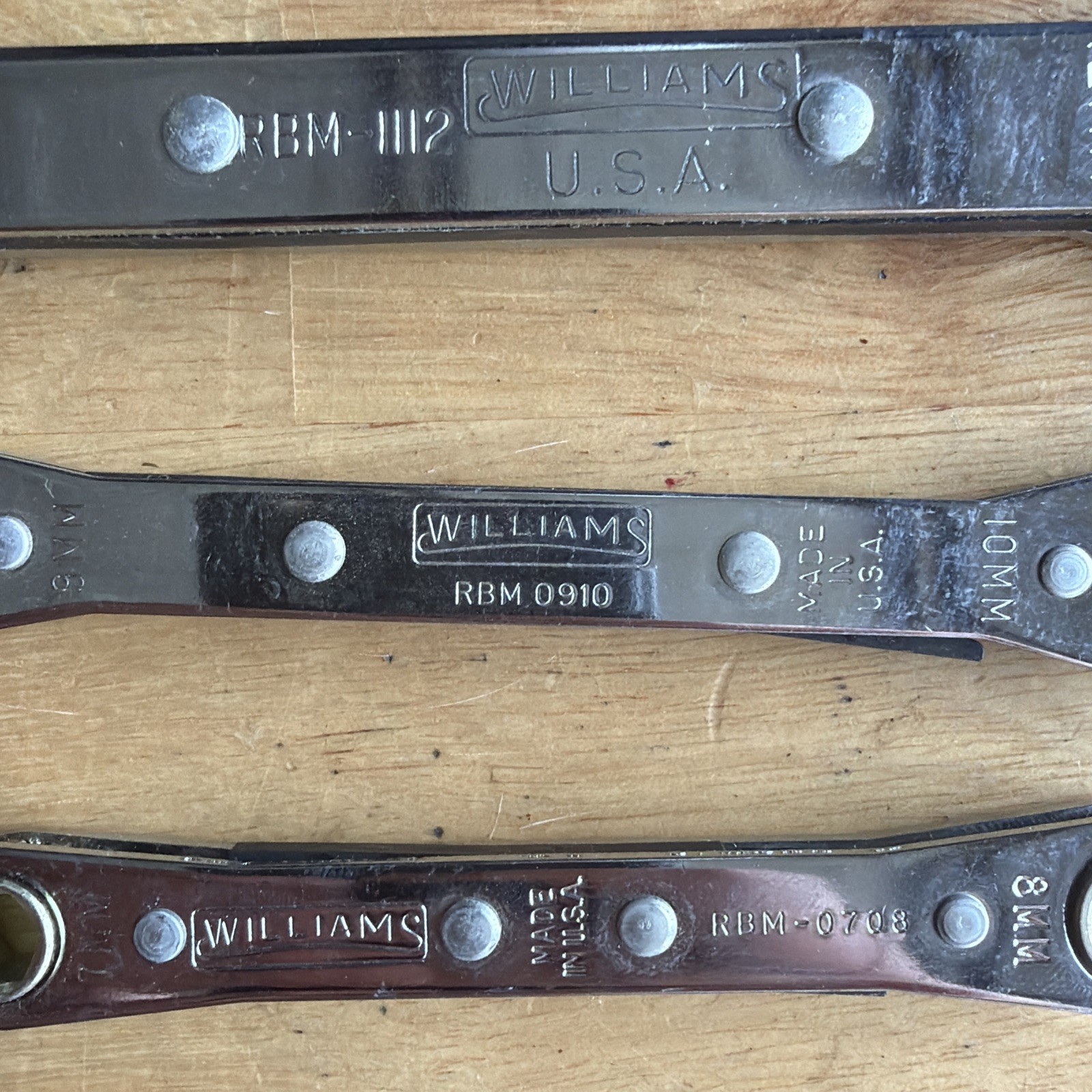 Williams Tools Metric Ratcheting Box End Wrench Set 12/6pt 7-19mm 21mm K-15 USA