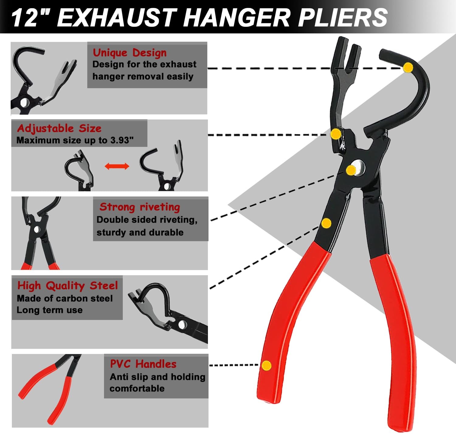 5PCS Exhaust Hanger Tool and 2 Holes Exhaust Muffler Hanger Kit Exhaust Hange…