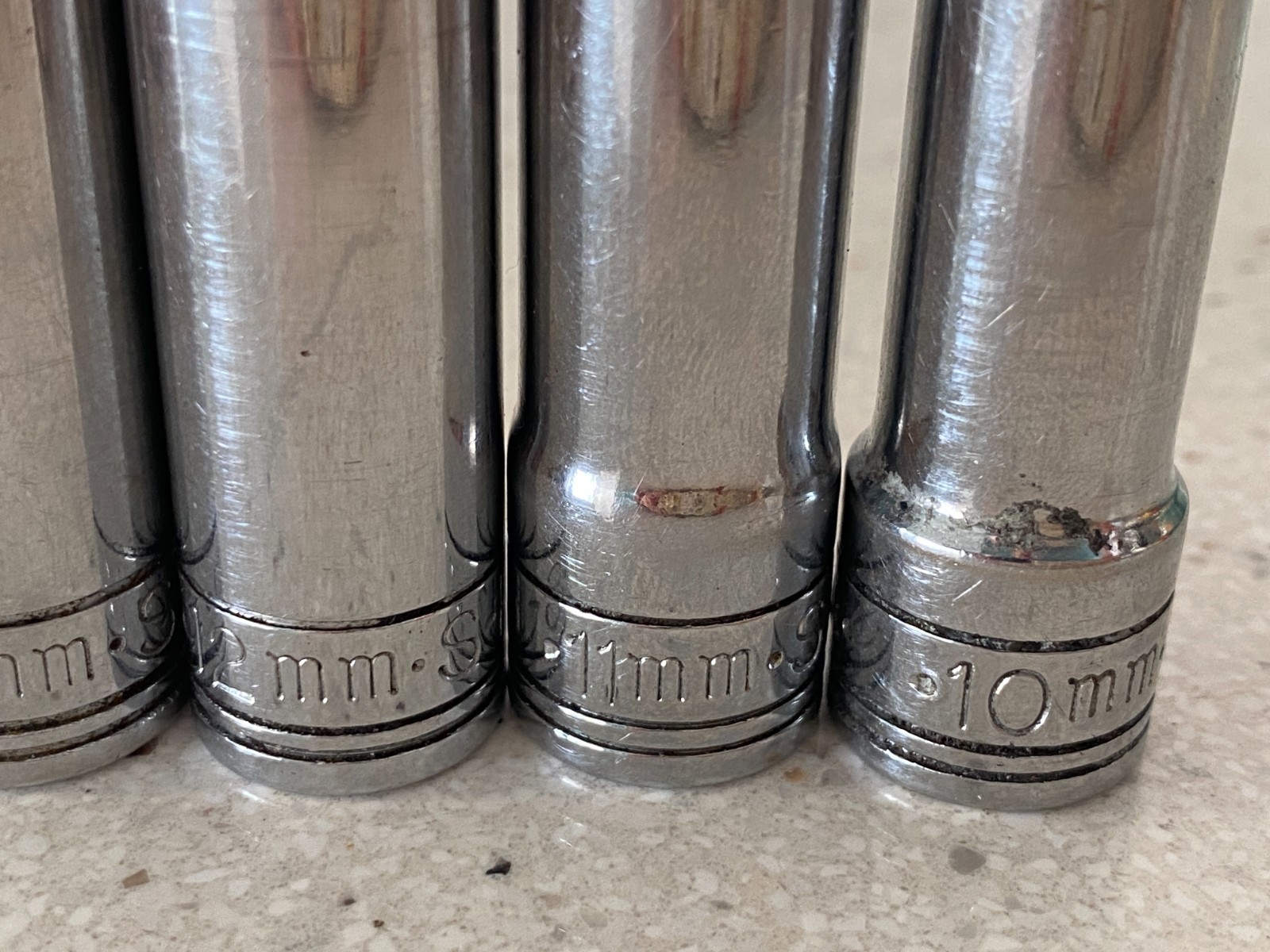SK Tools USA 6 Point Metric Deep Well Socket Lot 3/8″ Drive 9 Pieces Used
