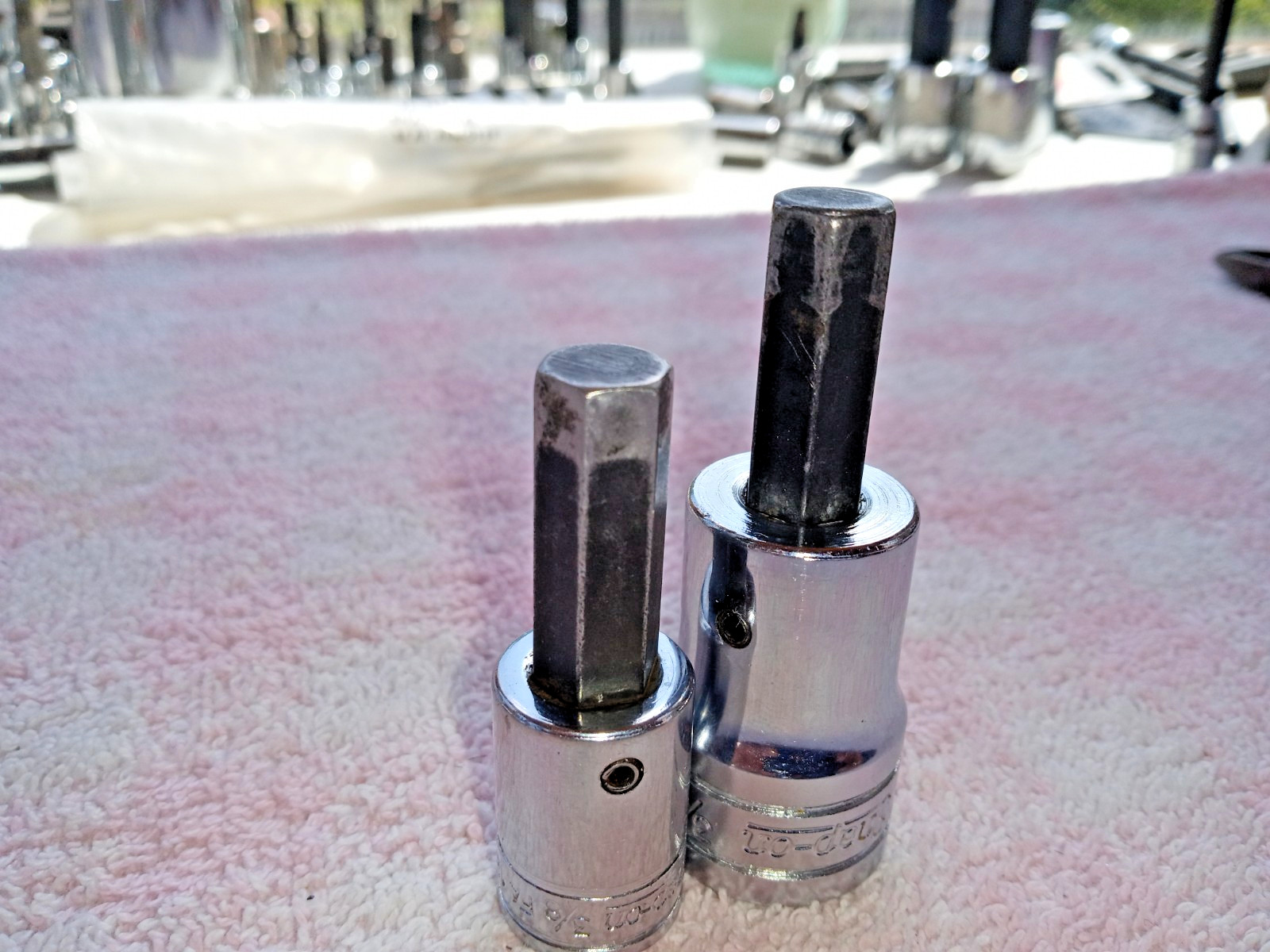 SNAP-ON HEX ALLEN SOCKETS 3/8 EXC COND 3/8 and 1/2 dr NO DAMAGE NICE CHROME gift
