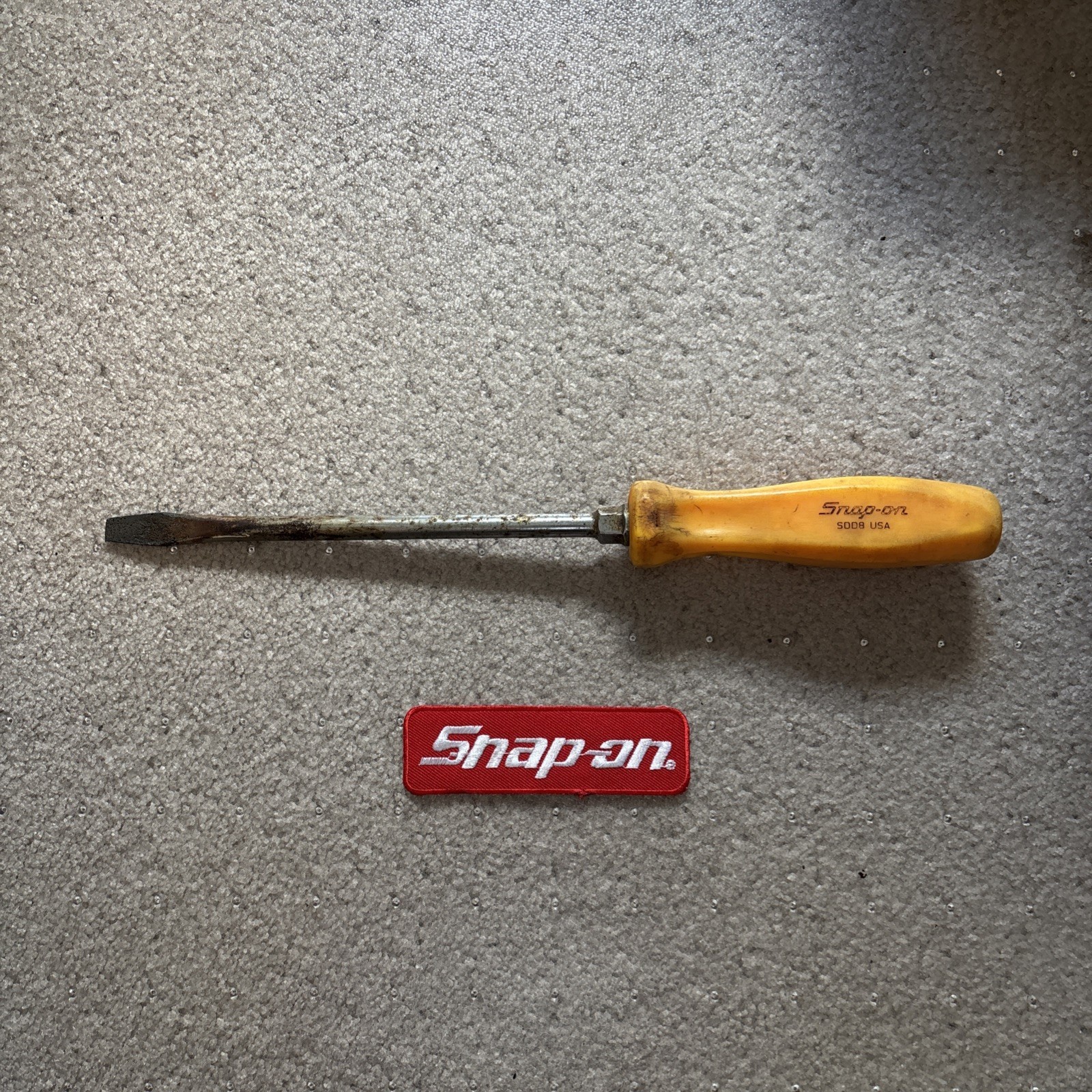 Snap-on SDD8 3/8″ Tip 8″ Long Shaft Flat Screwdriver Heavy Duty Orange Handle