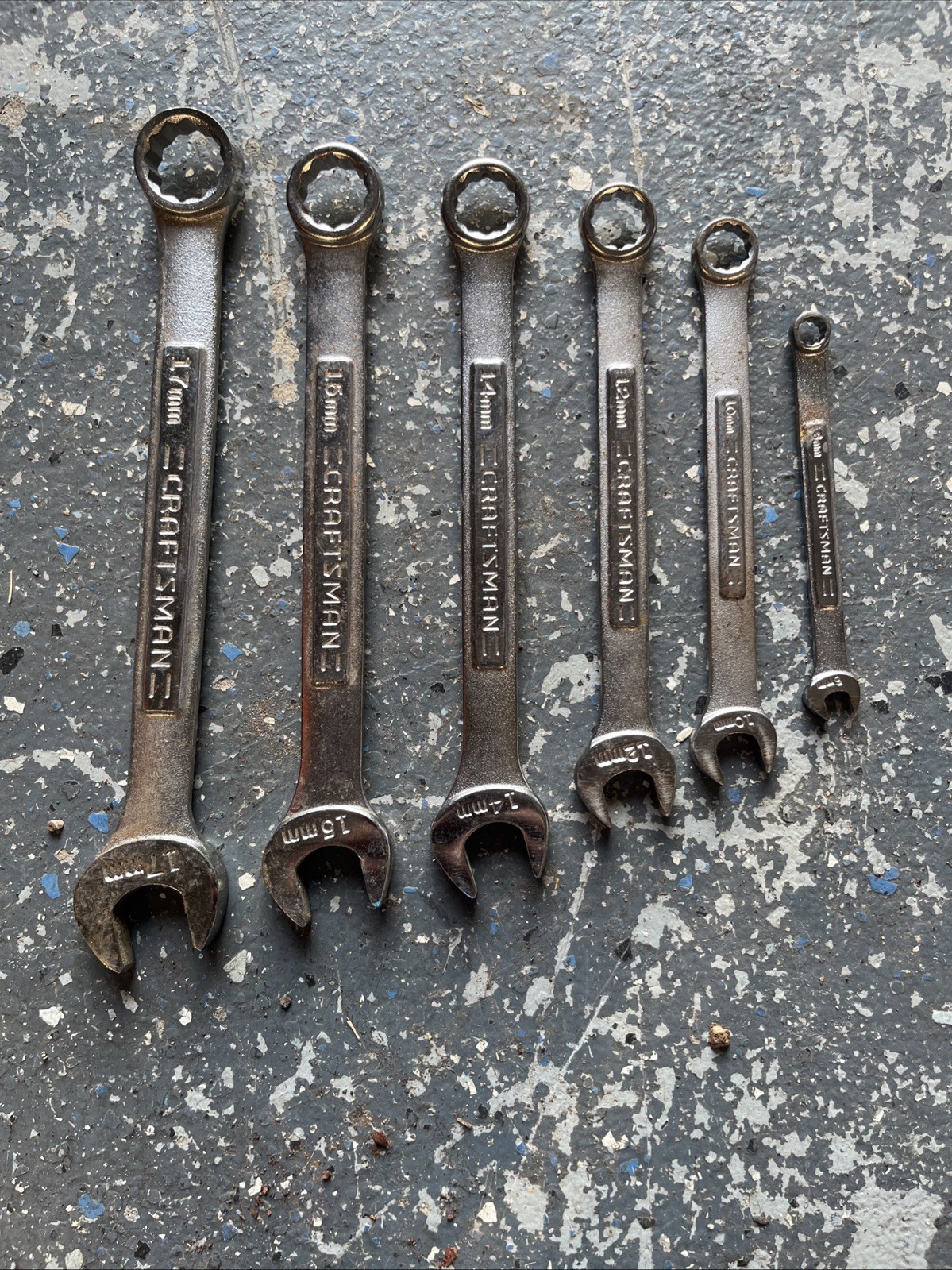 Vtg Craftsman 6 Pc Metric Combination Wrench Set 6 10 12 14 15 17 MM -VA- Series