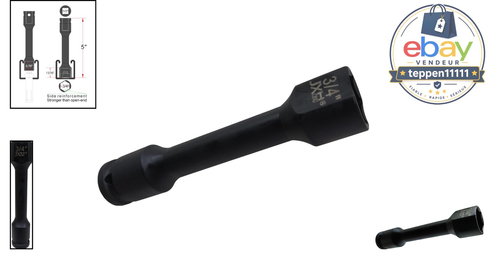 1/2-Inch Drive 3/4-Inch Strut Channel Socket Cr-Mo Alloy Steel 5″ Length