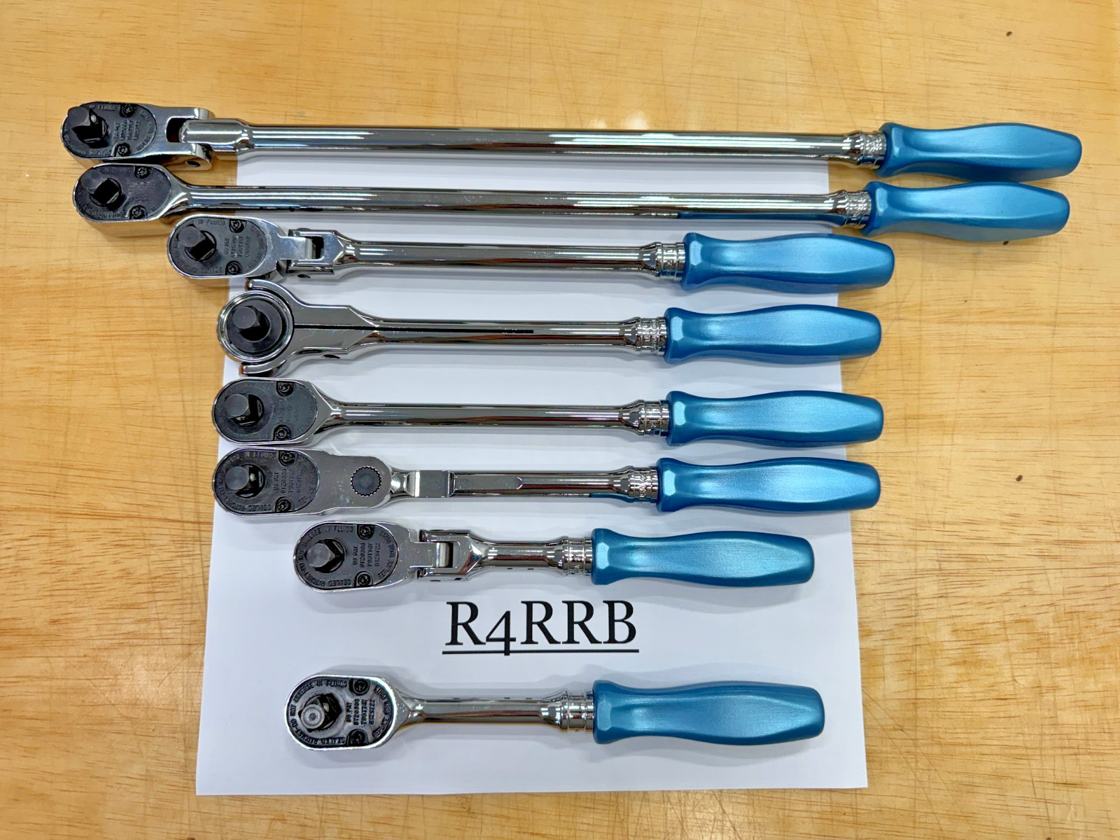 Snap-on Tools USA NOS 8pc PEARL BLUE Hard Handle 3/8″ Fixed Flex Ratchet Lot Set