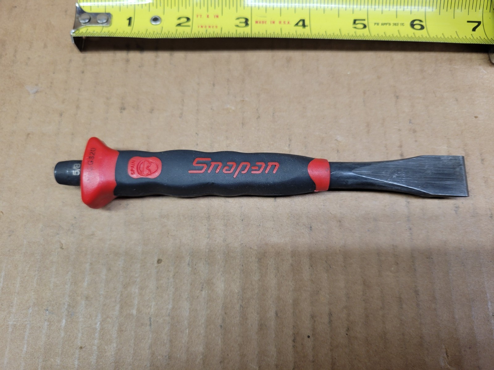 Snap On 5/8″ Flat Chisel With Red / Black Comfort Handle Grip No PCSG820