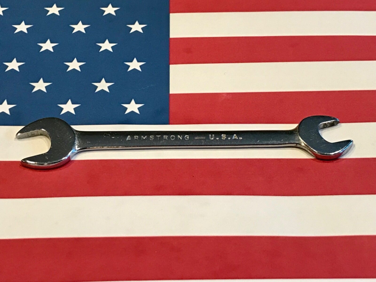 Vintage Armstrong 3/8 x 5/16 Full Polish Open-End Wrench USA 🇺🇸