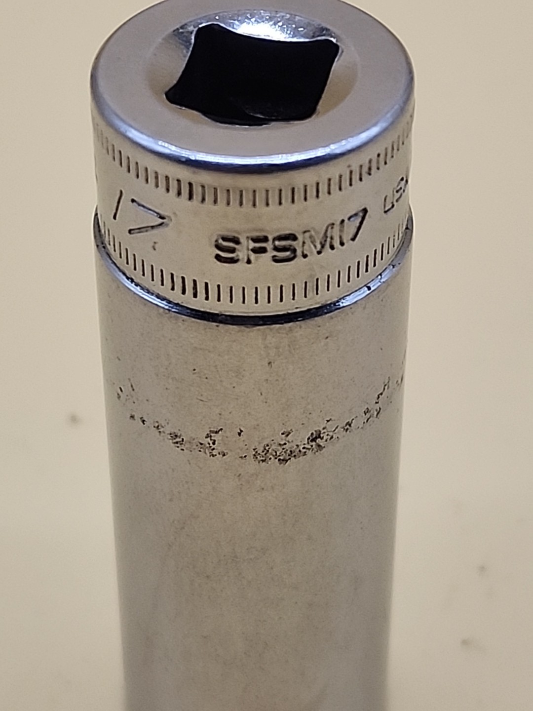 Snap-on Tools SFSM17 3/8″ Dr 17mm Metric 6 Pt Deep Chrome Socket USA