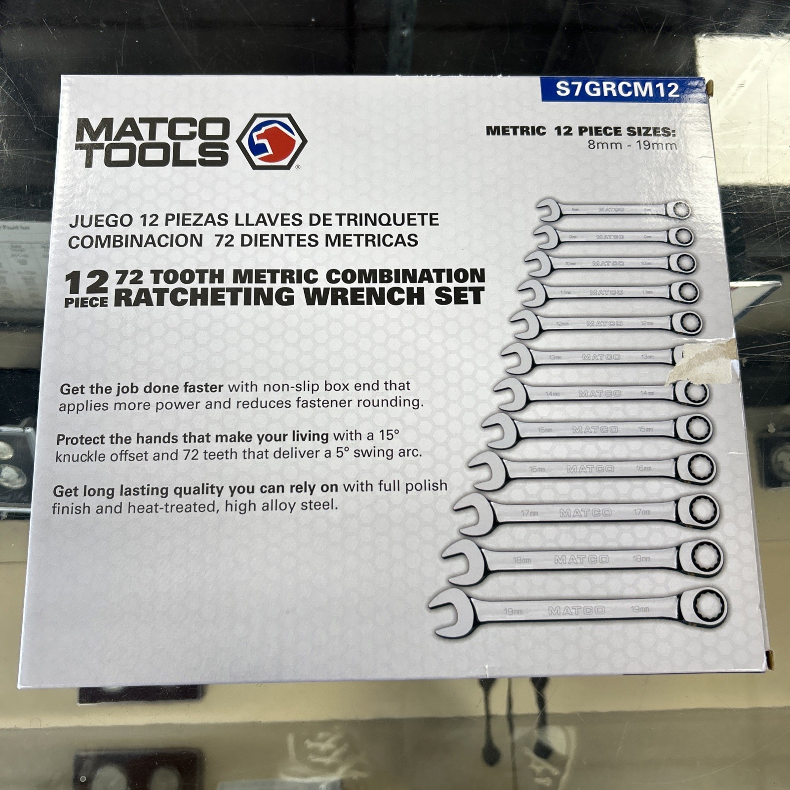 Matco Tools 12 Metric 72 Tooth Combo Ratcheting Wrench Set S7GRCM12