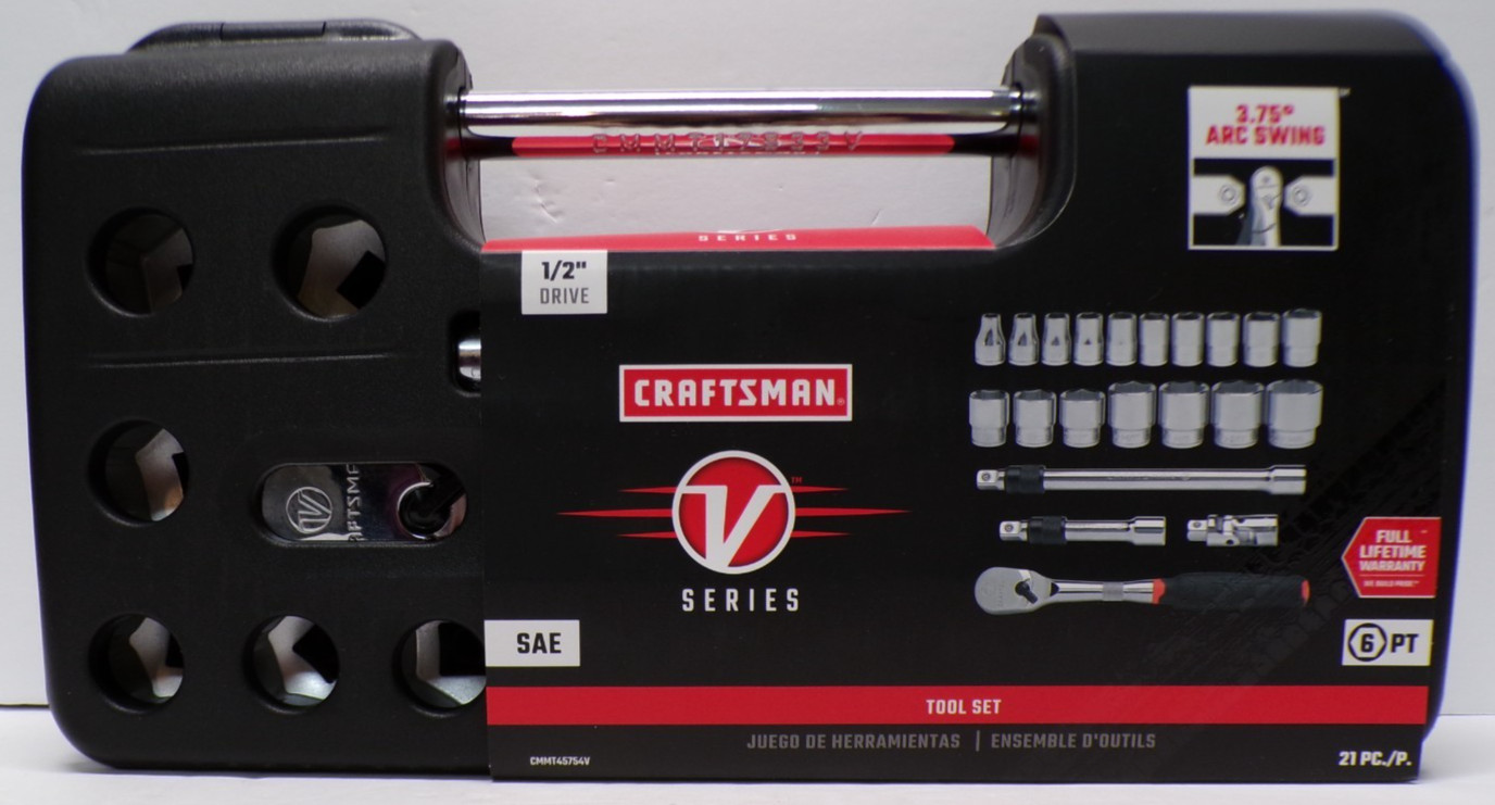 Craftsman V Series 1/2″ Drive SAE Socket Set 21 Piece CMMT45754V