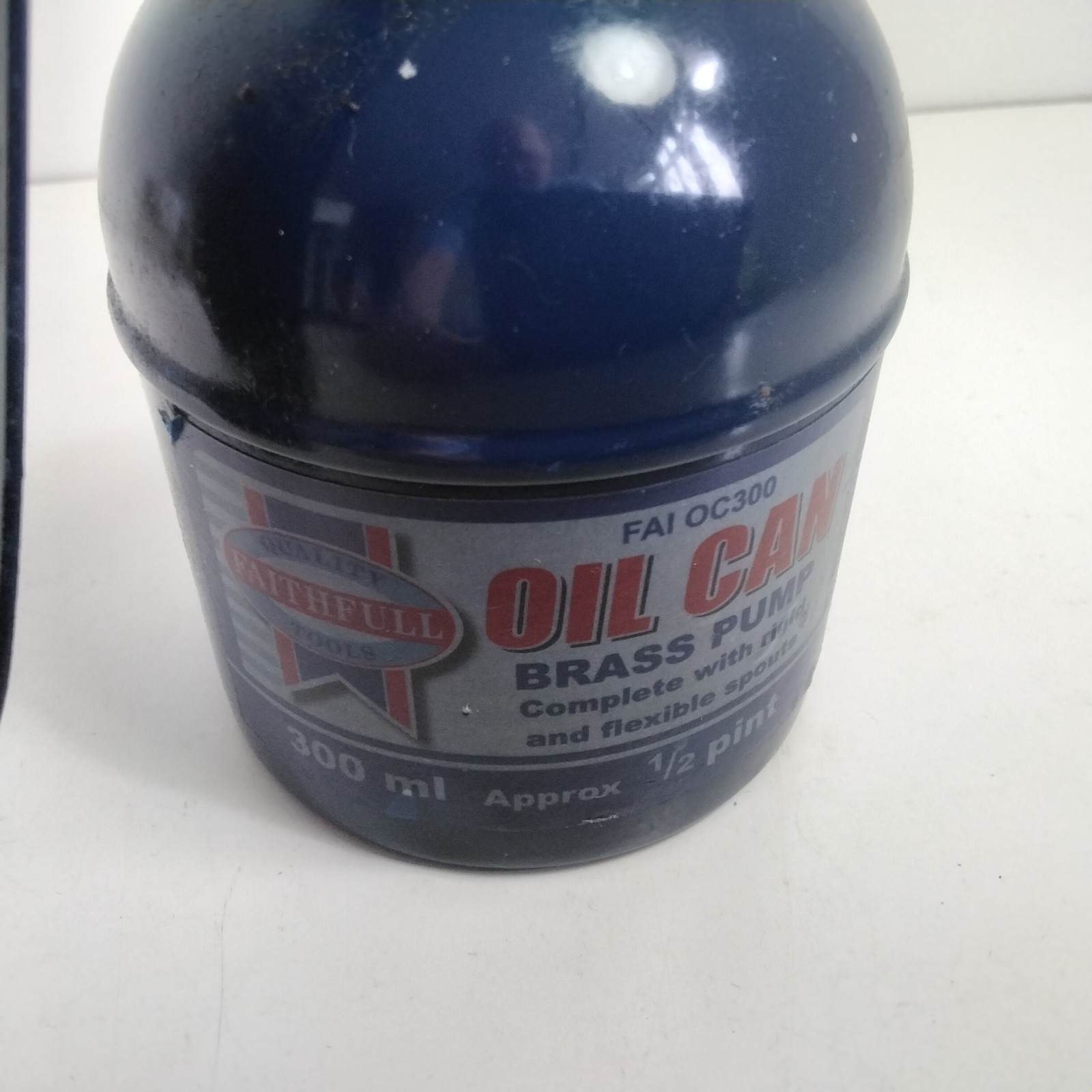 Faithfull Tools 300ml Oil Can Brass Pump 2 Spouts Workshop Tool