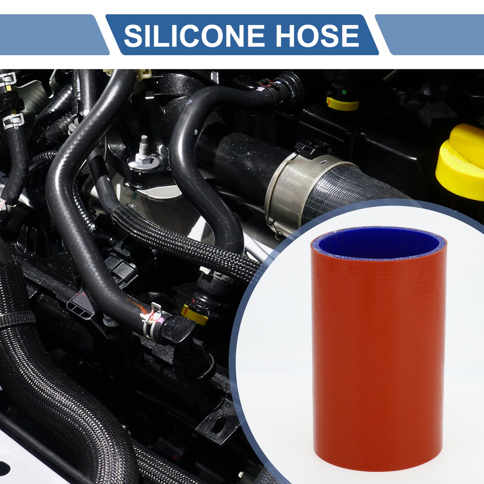 1 68mm 2.68 in ID 127mm 5 in 0° Red/Blue Universal Car Silicone Tube