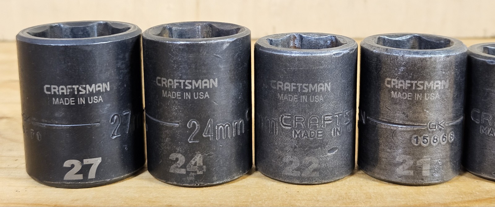 USA Used METRIC Craftsman GK 1/2″ Drive Impact Socket Set 12 Pieces 12mm-27mm