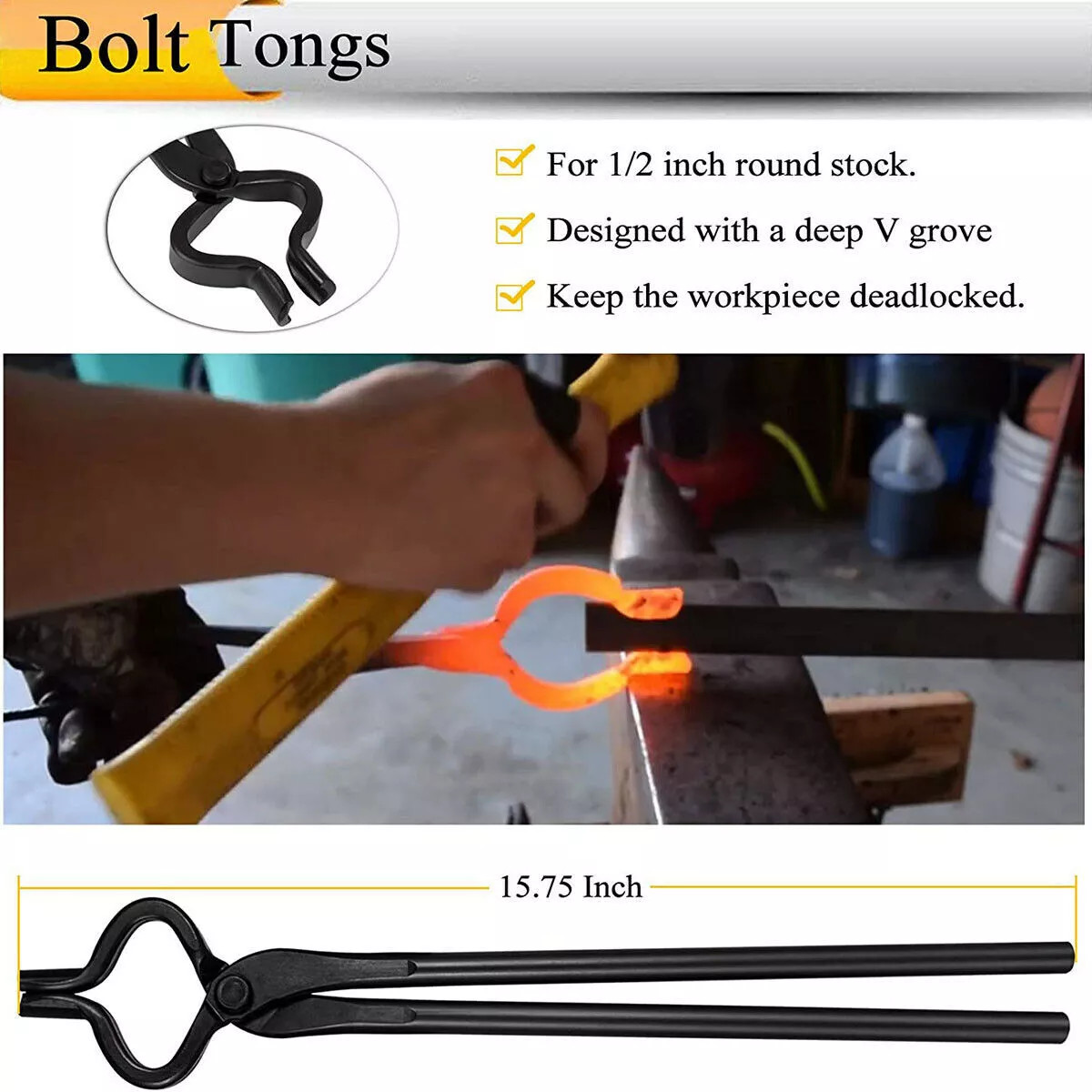 Knife Making Tongs Blacksmith Bladesmith Tong Set Vise Anvil Forge Tools 5PCS