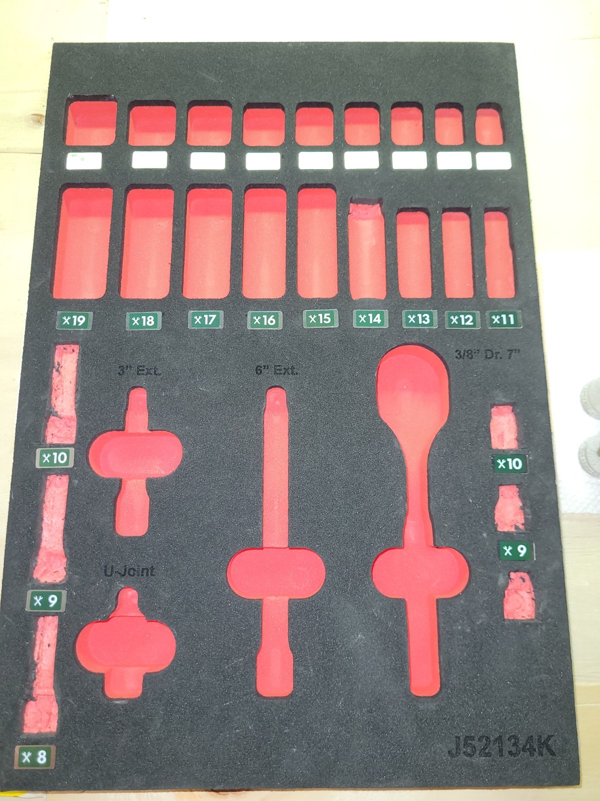 Caterpillar CAT SNAP-ON Williams 6pt METRIC SHALLOW & DEEP 3/8″ SOCKET FOAM SET
