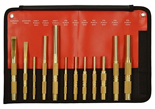 Mayhew Tools 61397 12-Piece Brass Punch & Scraper (Metric) Set