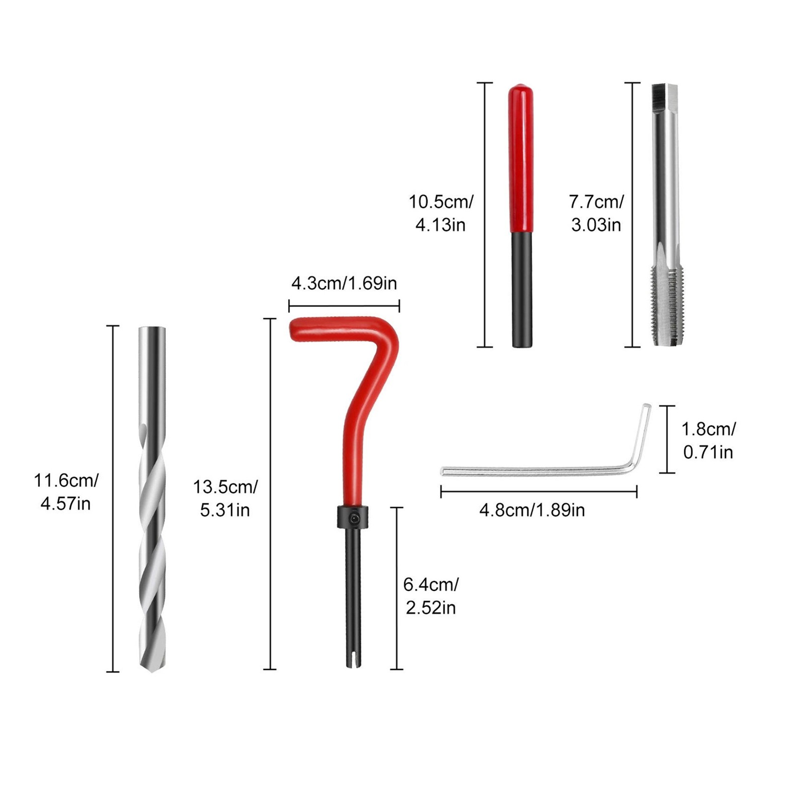 25pc M8 x 1.25 Thread Repair Kit with Wrench & Breaking Tool Corrosion Resistant