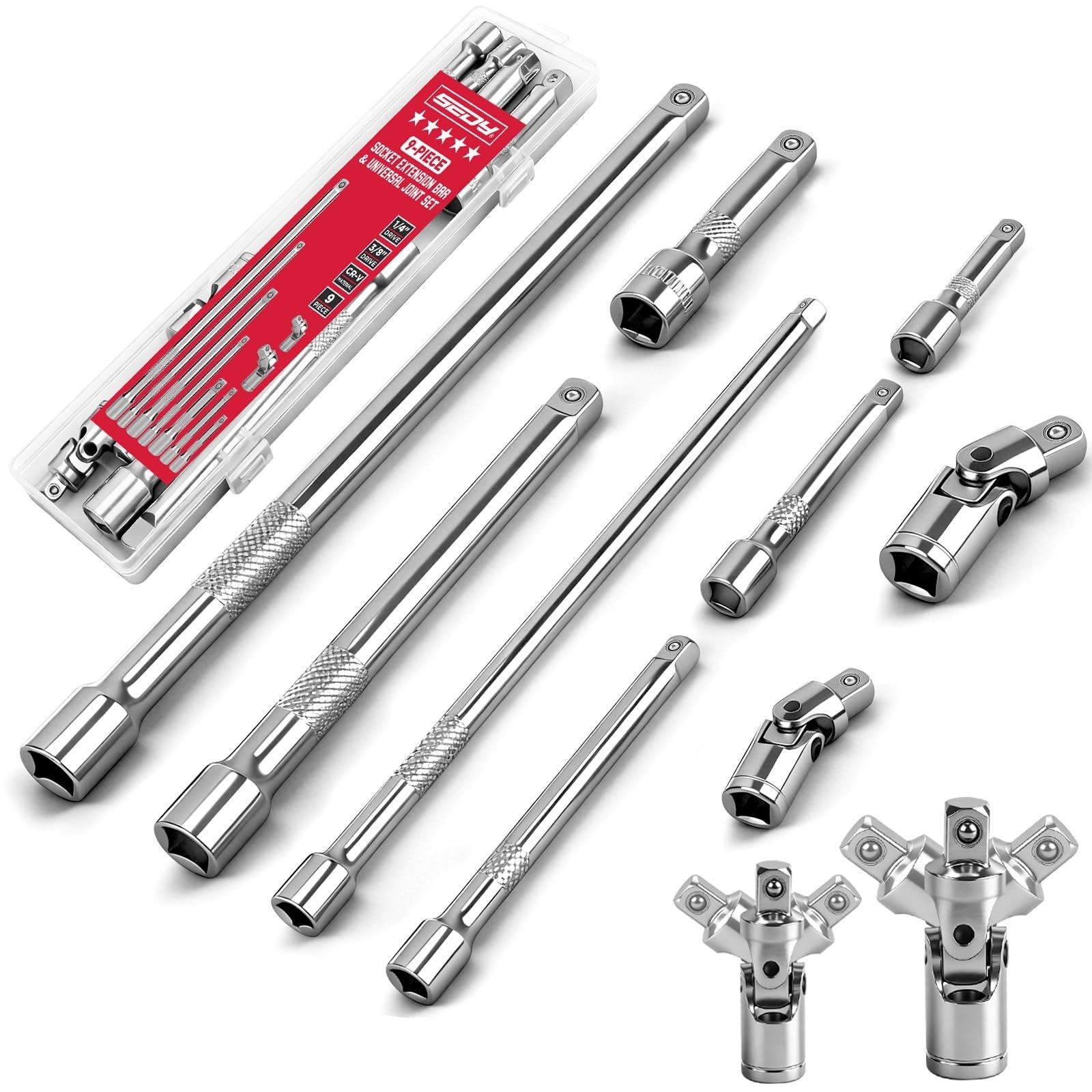 4-Piece 3/8″ Drive Socket Extension Bar Set, Professional Socket Extension Set I