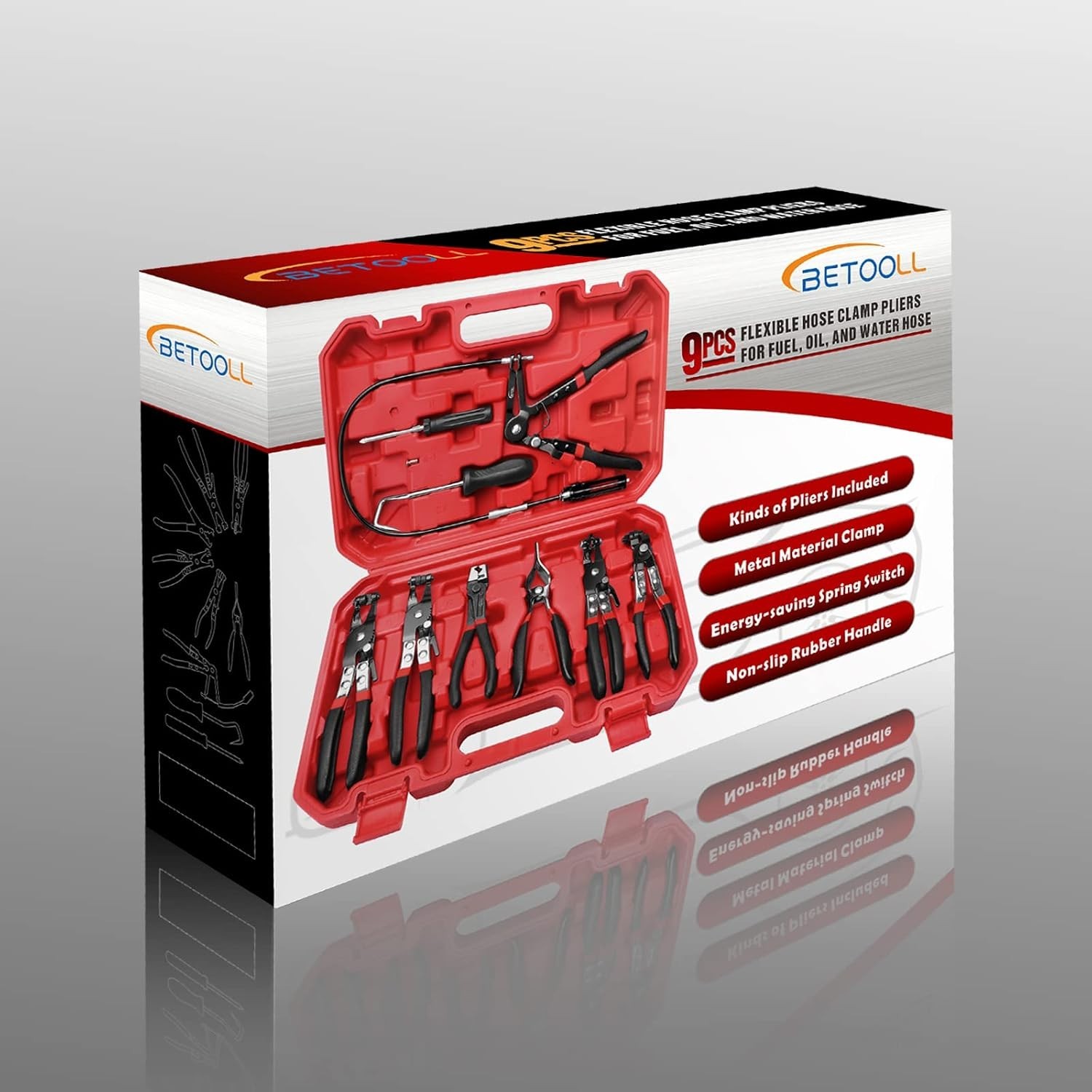 Versatile 9pc Hose Clamp Pliers Set for Efficient Automotive Maintenance