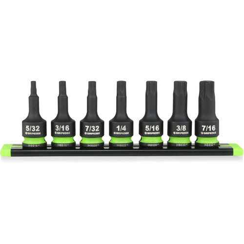 GripEdge IHBS7S, 7Pc. RPT Impact Hex Driver Set – 3/8″ Drive Short SAE