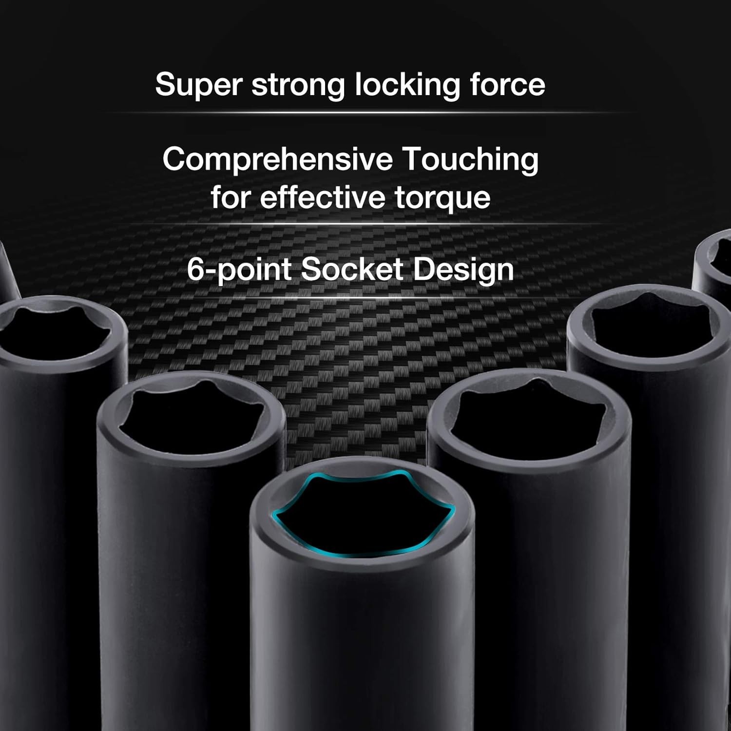 10-Piece 3/8 Drive 6 Point Deep Impact Socket Set, Including 8PCS Deep Impact
