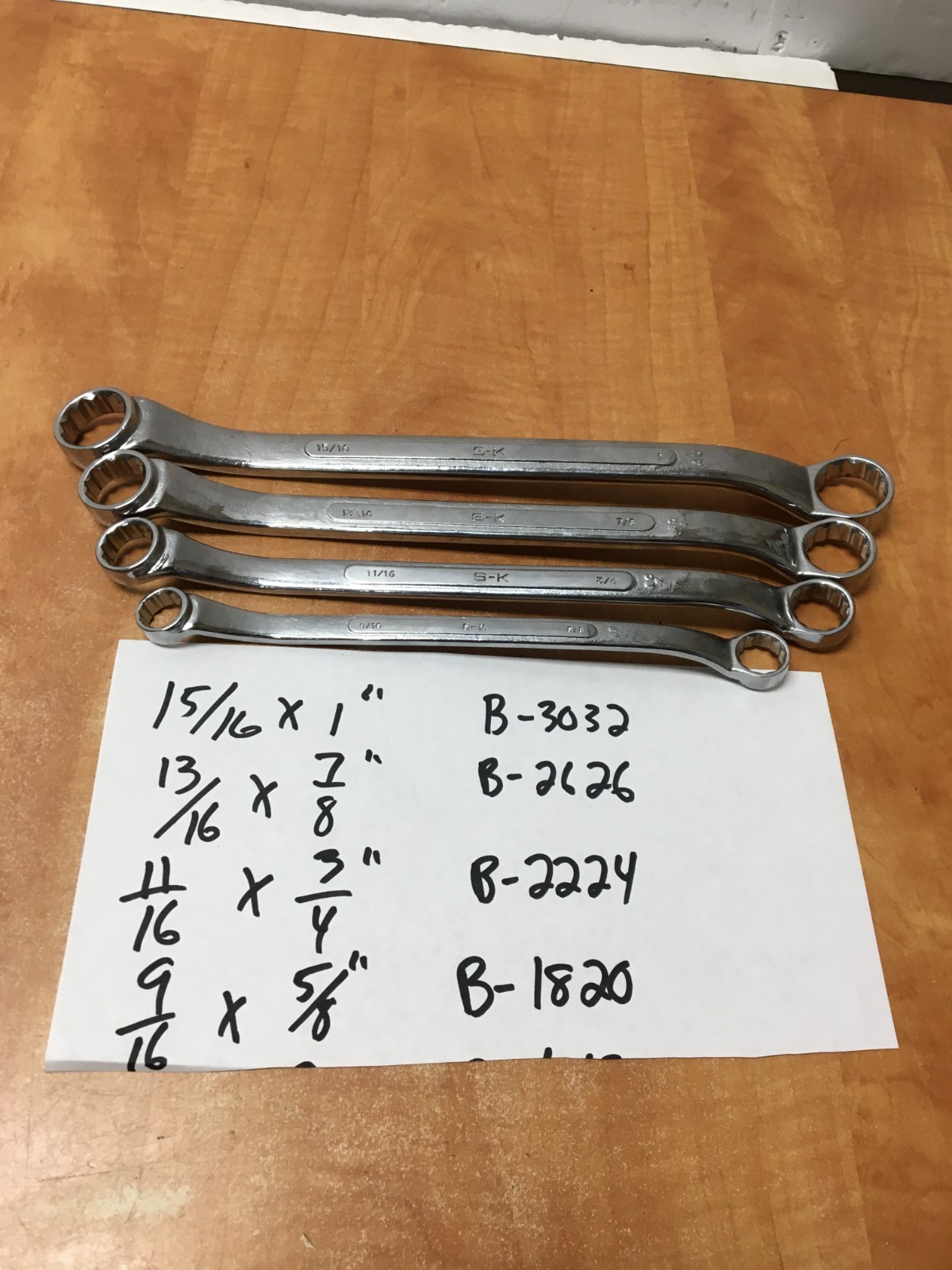 S-K USA 4 Piece SAE Offset Box End Wrench Set 9/16 To 1 In. B-1820 to B-3032