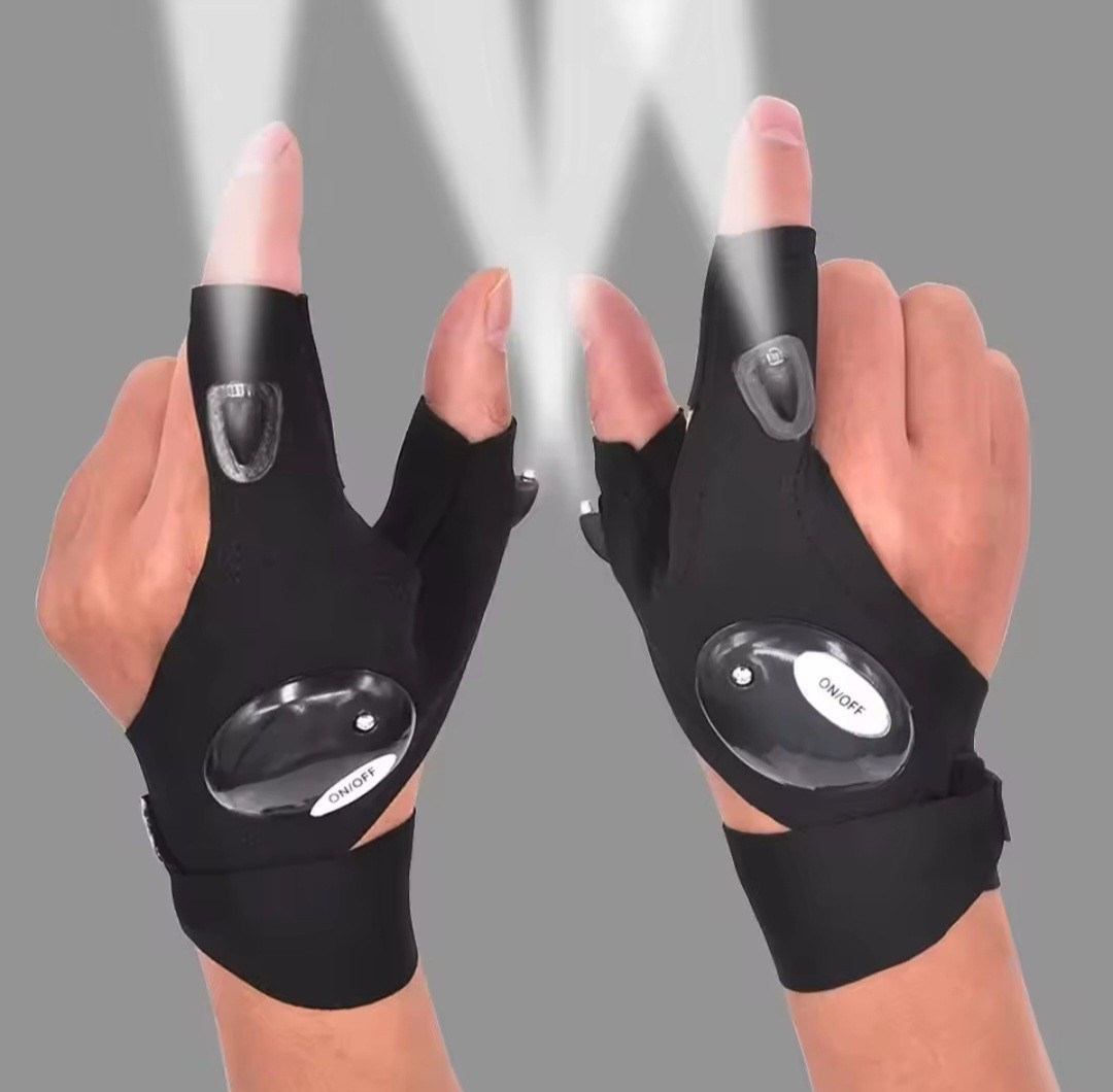 1 Pair LED Flashlight Gloves for Outdoor Fishing Camping Hiking Gloves Men Women