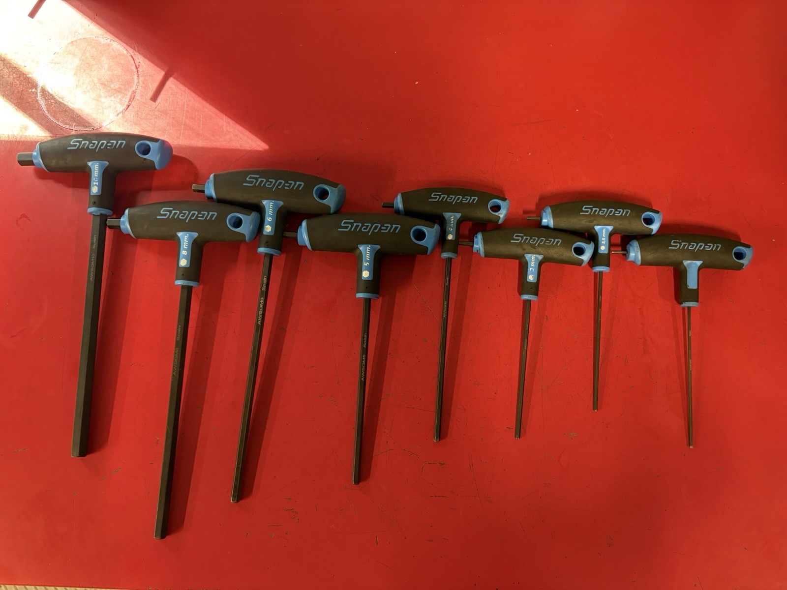 Snap-on Tools 8pc Metric SOFT GRIP T HANDLE Hex ALLEN Set AWSGM800A