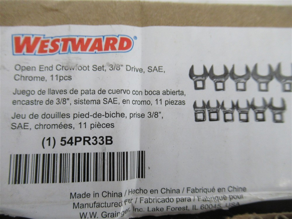 WestWard 54PR33B , 3/8″ to 1″ Crowfoot Wrench Set , 3/8″ Drive , 11 Piece
